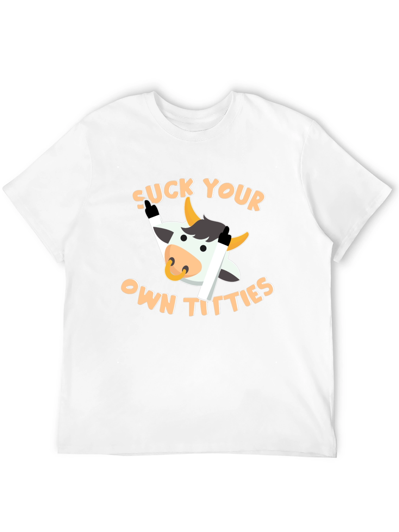 Black Funny Cow Graphic T-Shirt - "Suck Your Own Titties" view 12