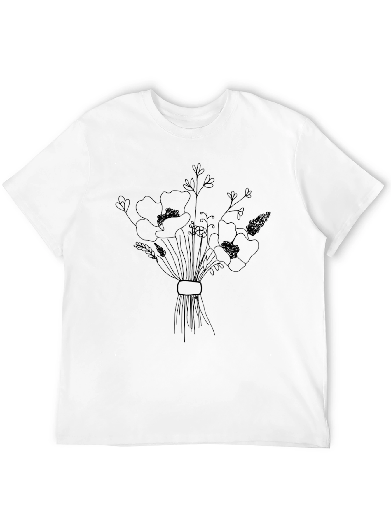 Black Floral Bouquet Graphic T-Shirt - Men's Black Tee view 12
