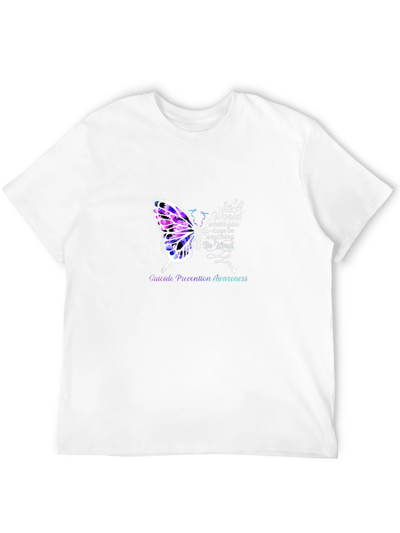 Black Suicide Prevention Butterfly Graphic Tee view 12