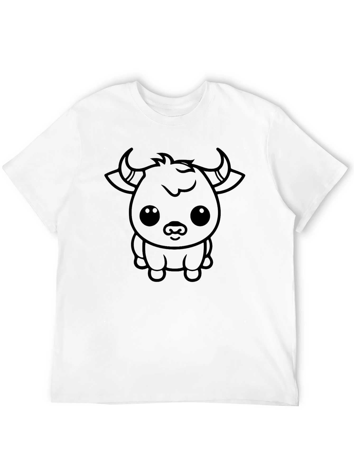 Black Cute Cartoon Bull Graphic Tee - Black view 12