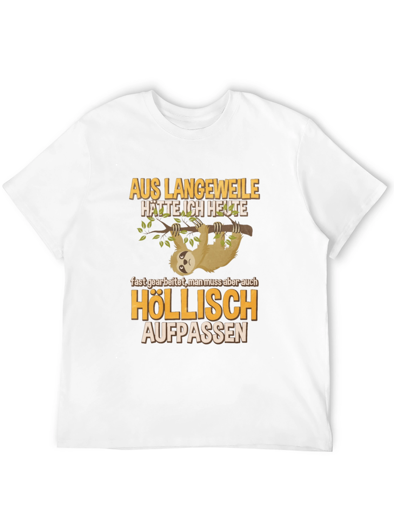 Black Sloth Humor Graphic T-Shirt - 'Höllisch Aufpassen' view 12