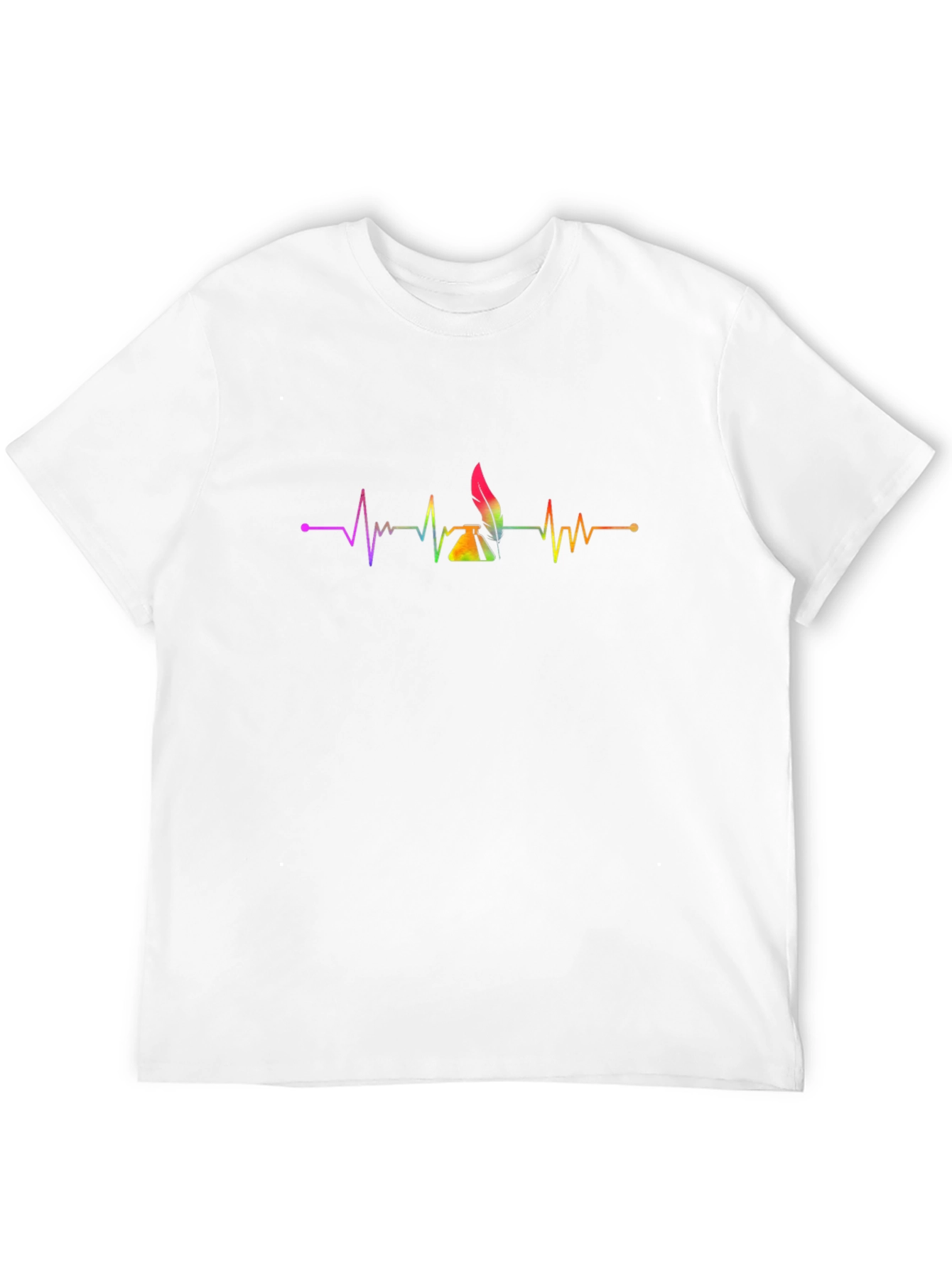 Black Writer's Pulse T-Shirt - Rainbow Inkwell Design view 12