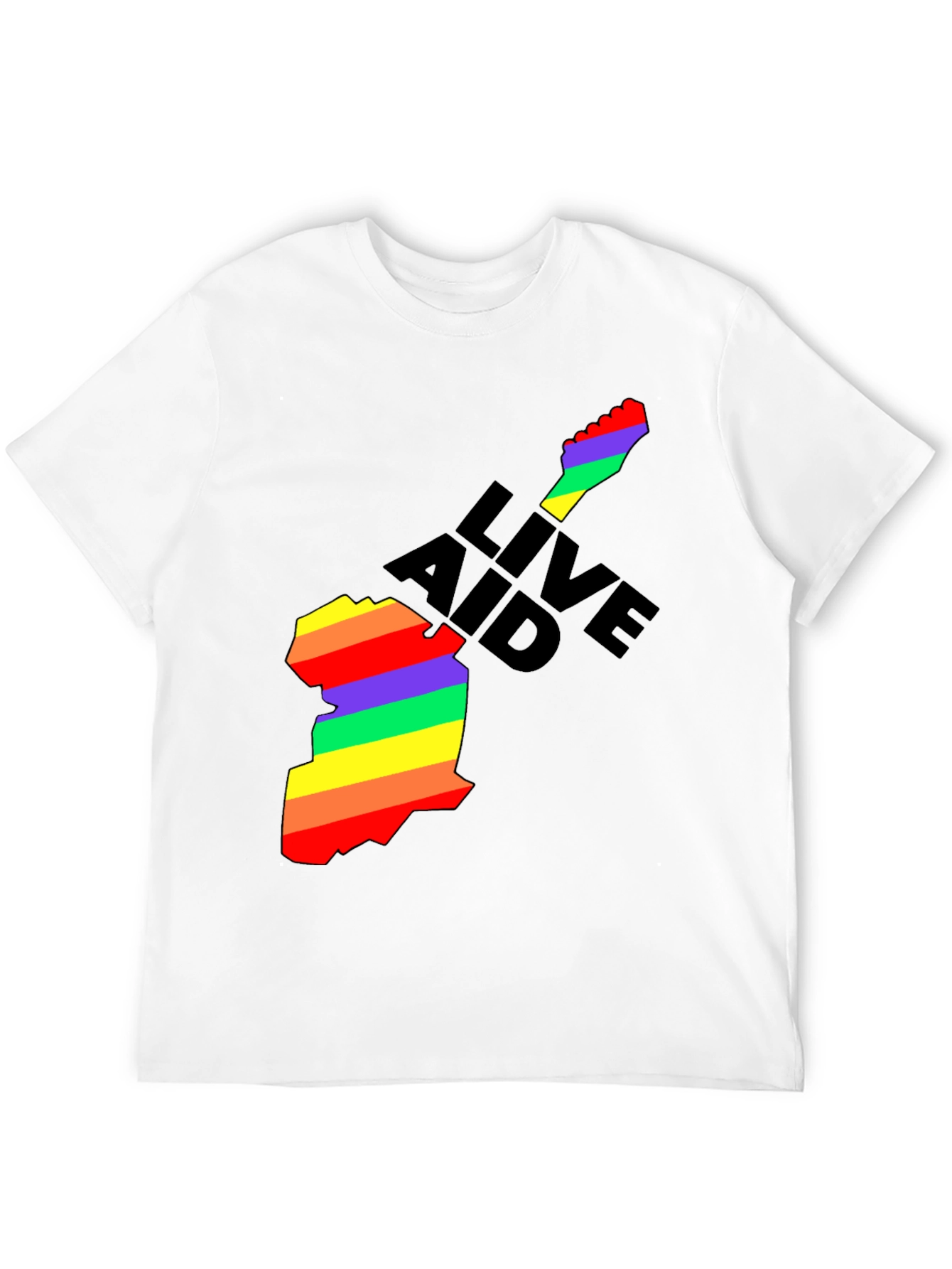 Black Live Aid Rainbow Guitar Graphic T-Shirt view 12