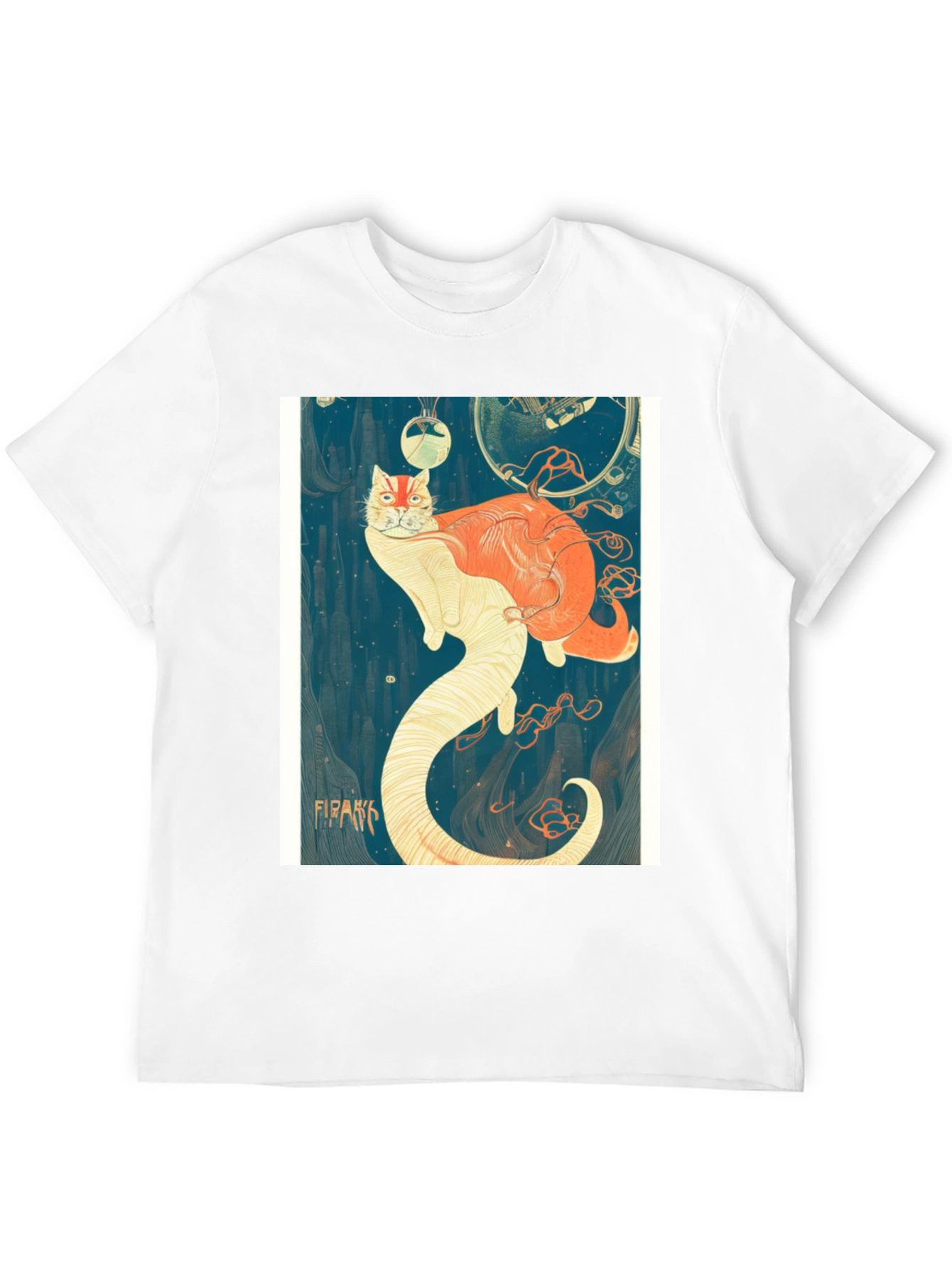 Black Surreal Cat T-Shirt view 12