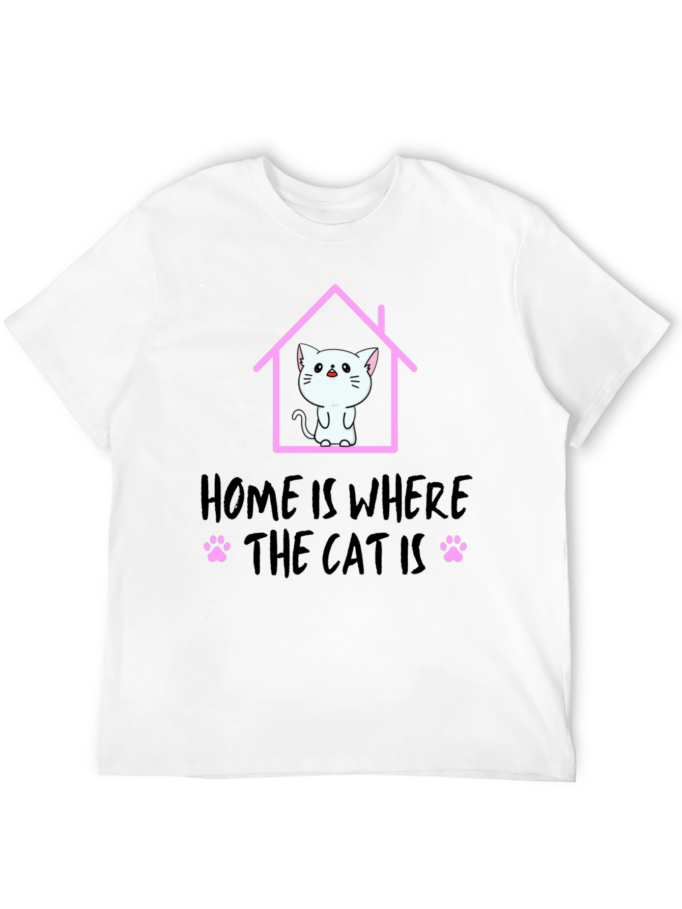 Black Home Is Where The Cat Is T-Shirt, Cat Lover Tee view 12