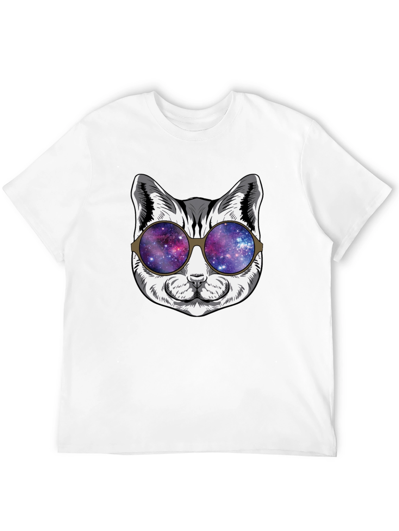Black Cool Cat Galaxy Sunglasses Black T-Shirt view 12