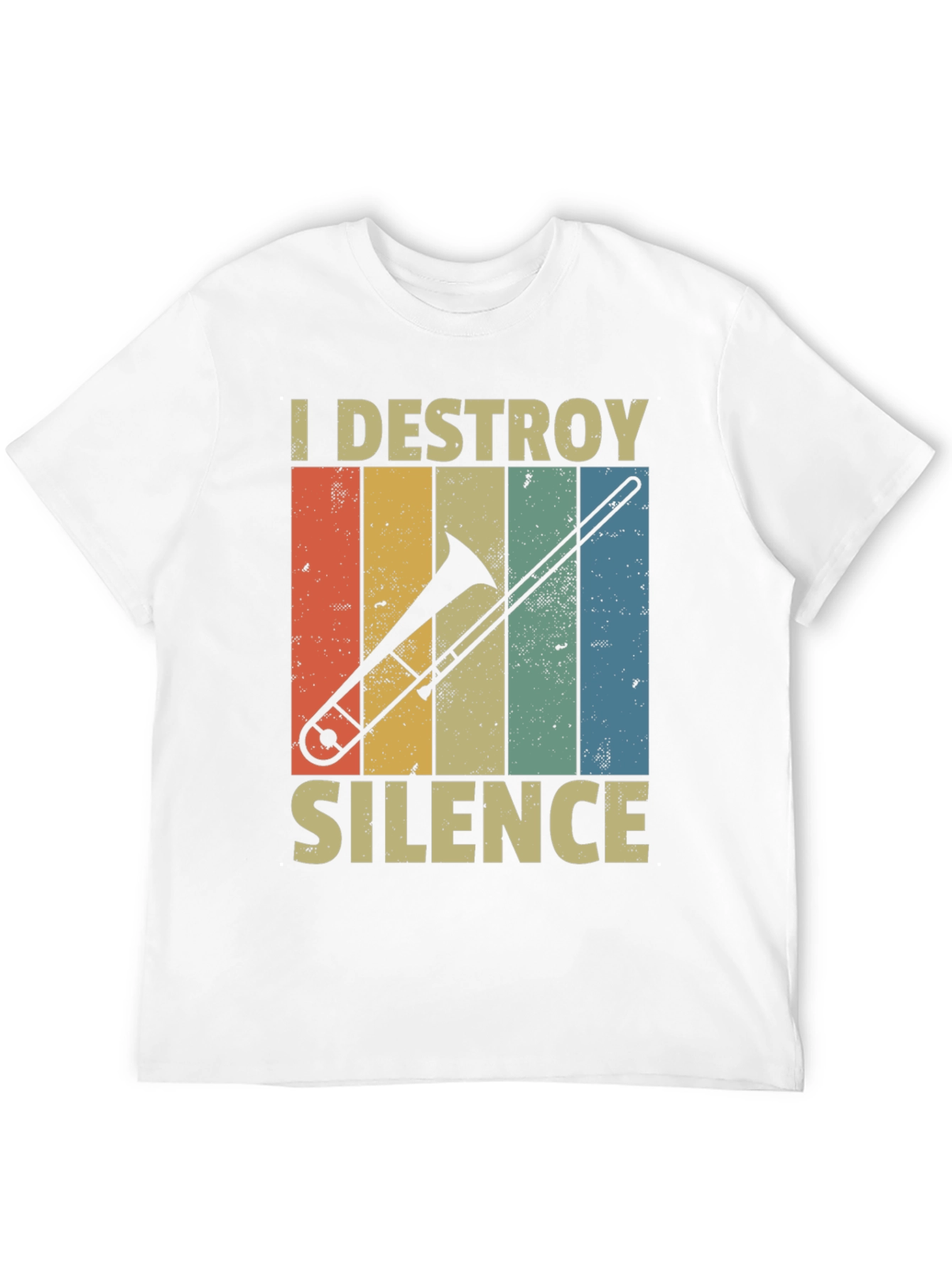 Black I Destroy Silence Trombone Player T-Shirt view 12