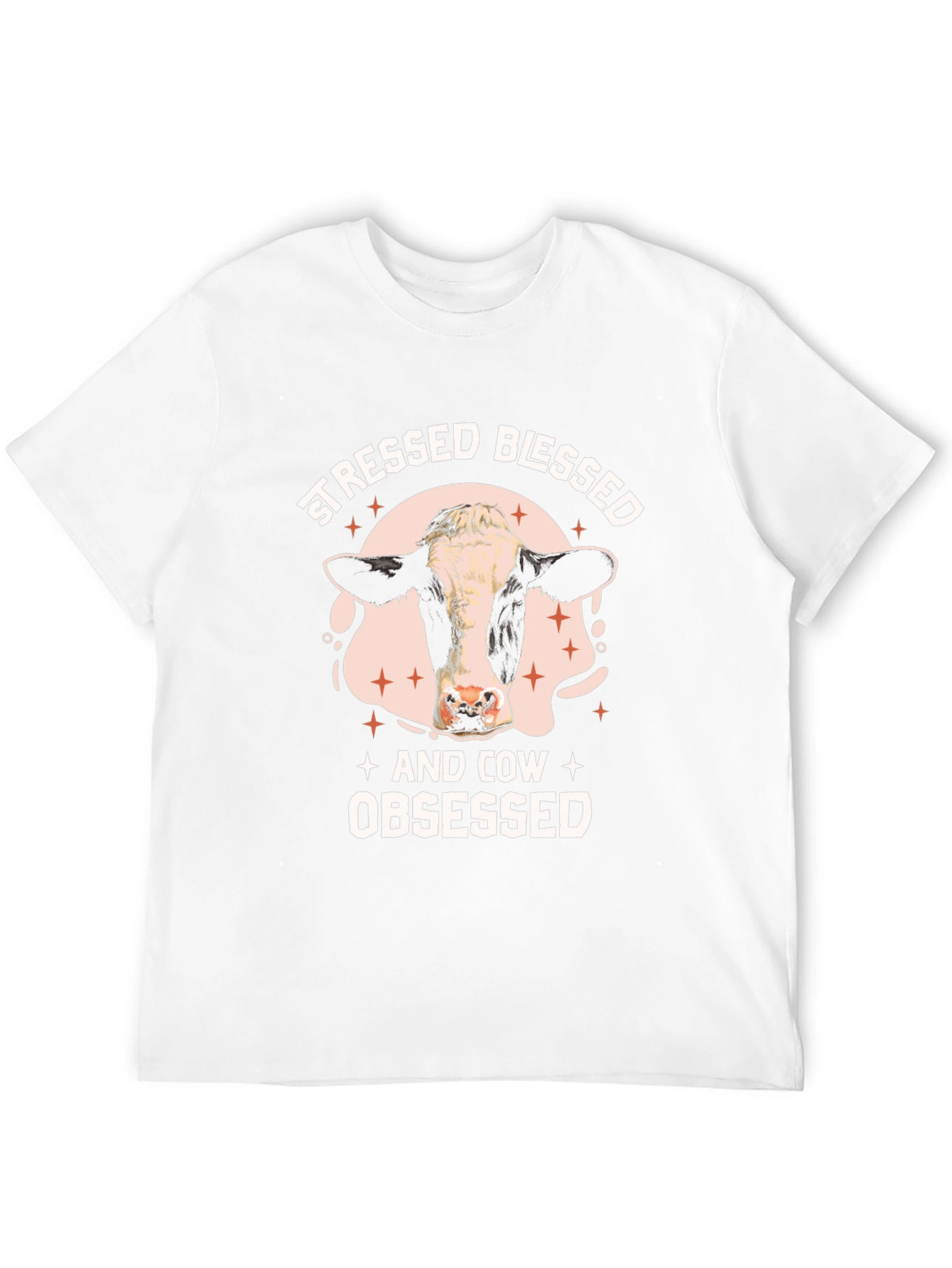 Black Stressed Blessed and Cow Obsessed T-Shirt view 12