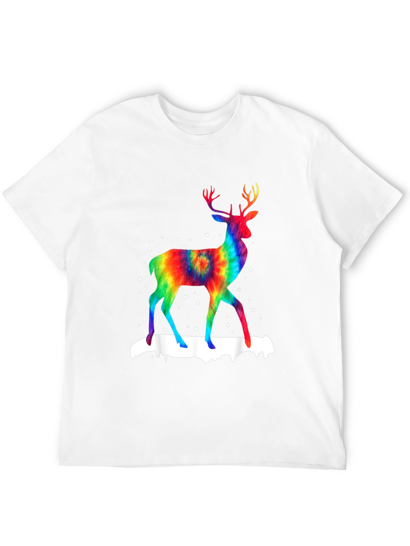 Black Rainbow Tie-Dye Deer Graphic T-Shirt view 12