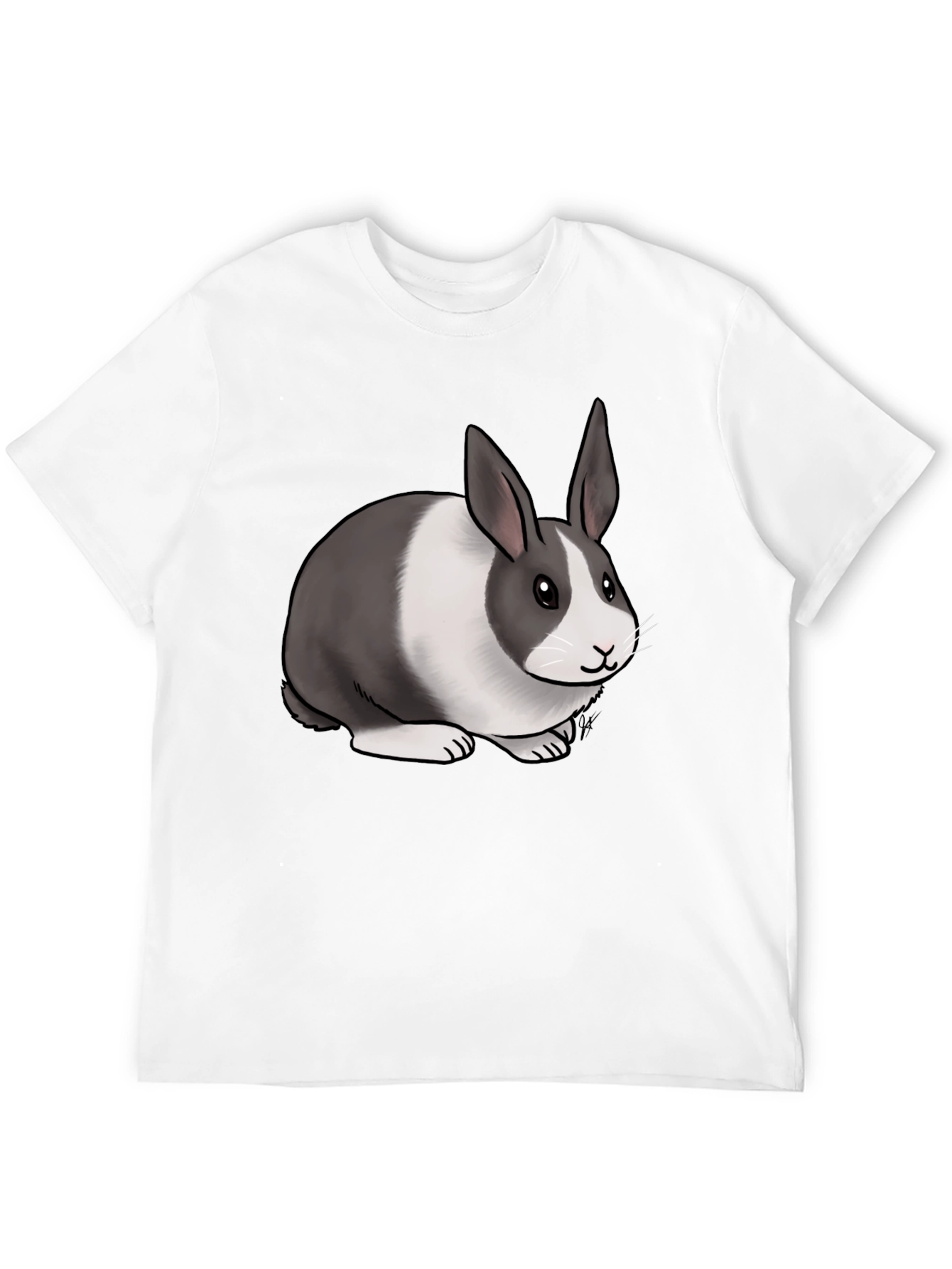Black Cute Dutch Rabbit Graphic T-Shirt - Unisex Cotton Tee view 12