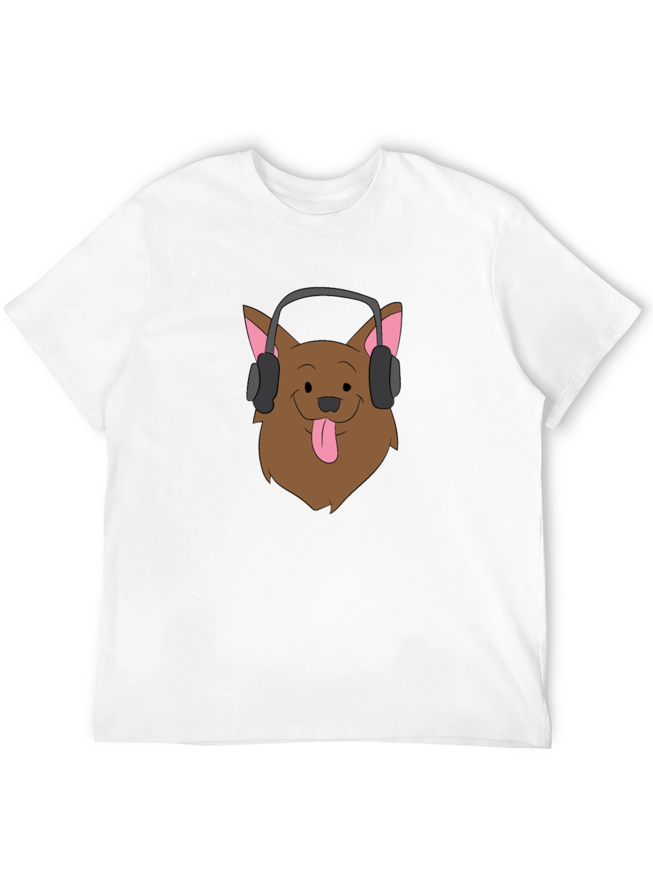 Black Dog with Headphones Graphic Tee - Black Cotton T-Shirt view 12