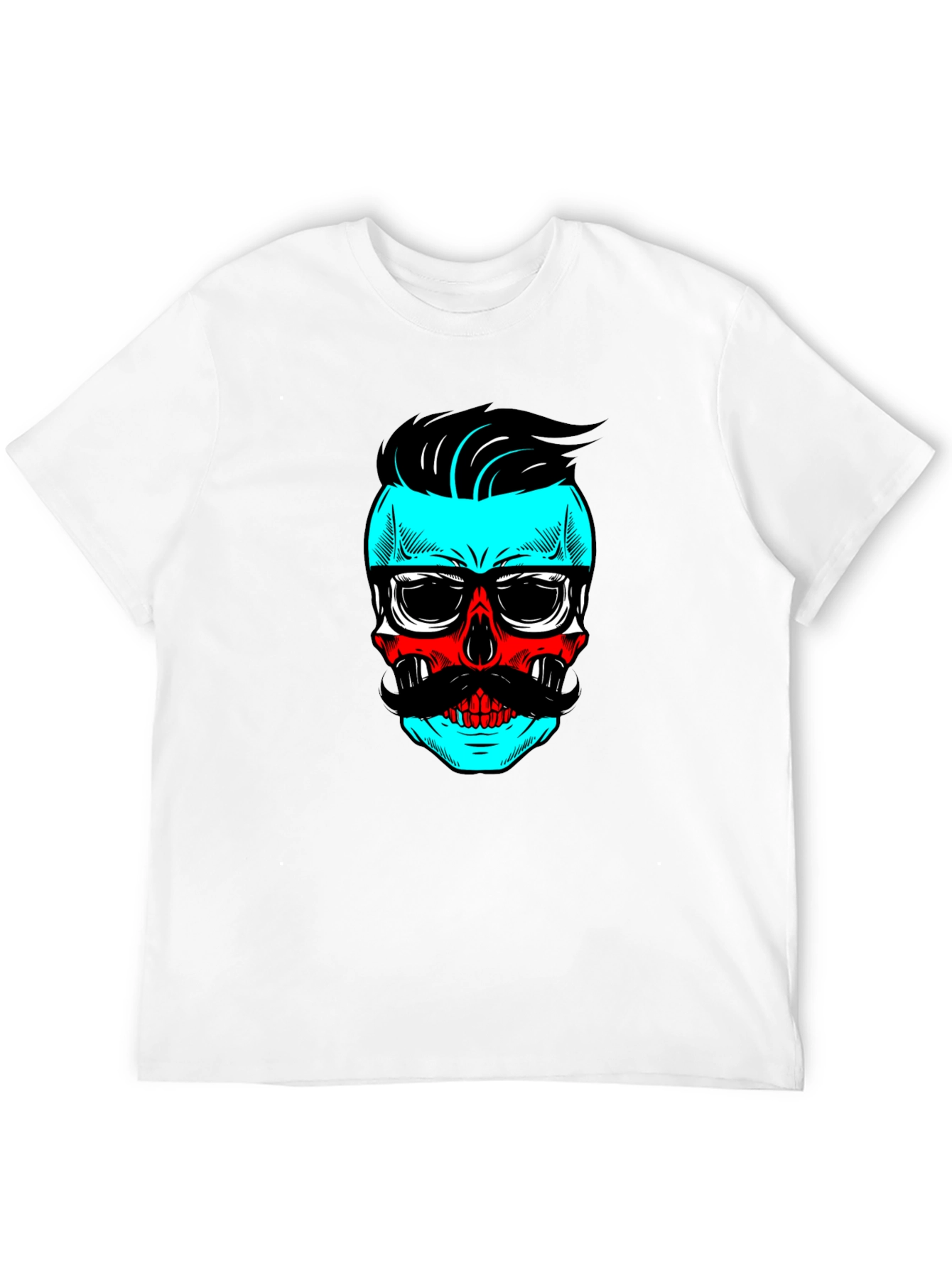 Black Hipster Skull Graphic Tee - Cool Black T-Shirt view 12