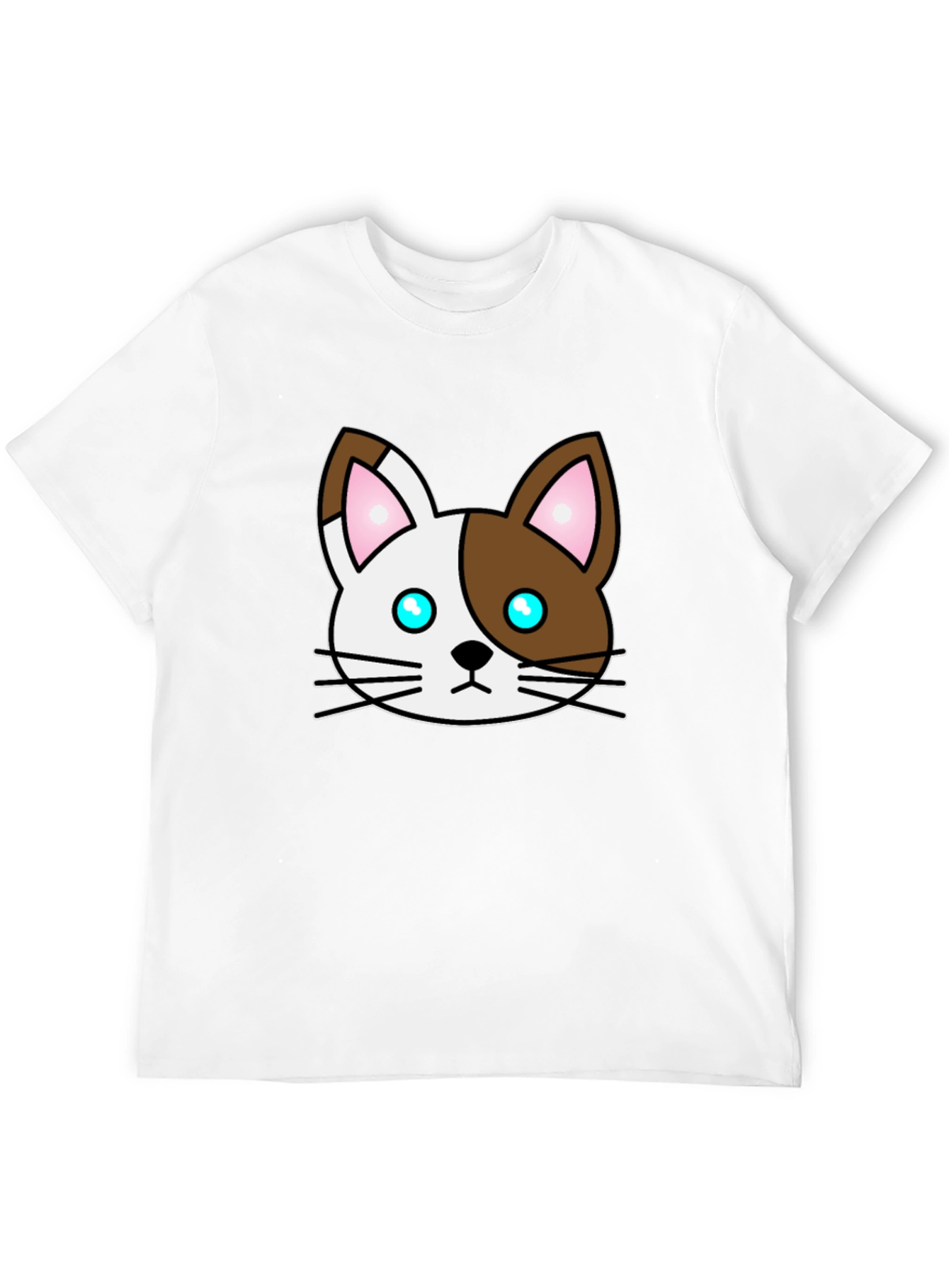 Cartoon Cat Face Graphic T-Shirt - Unisex Black Tee - 12
