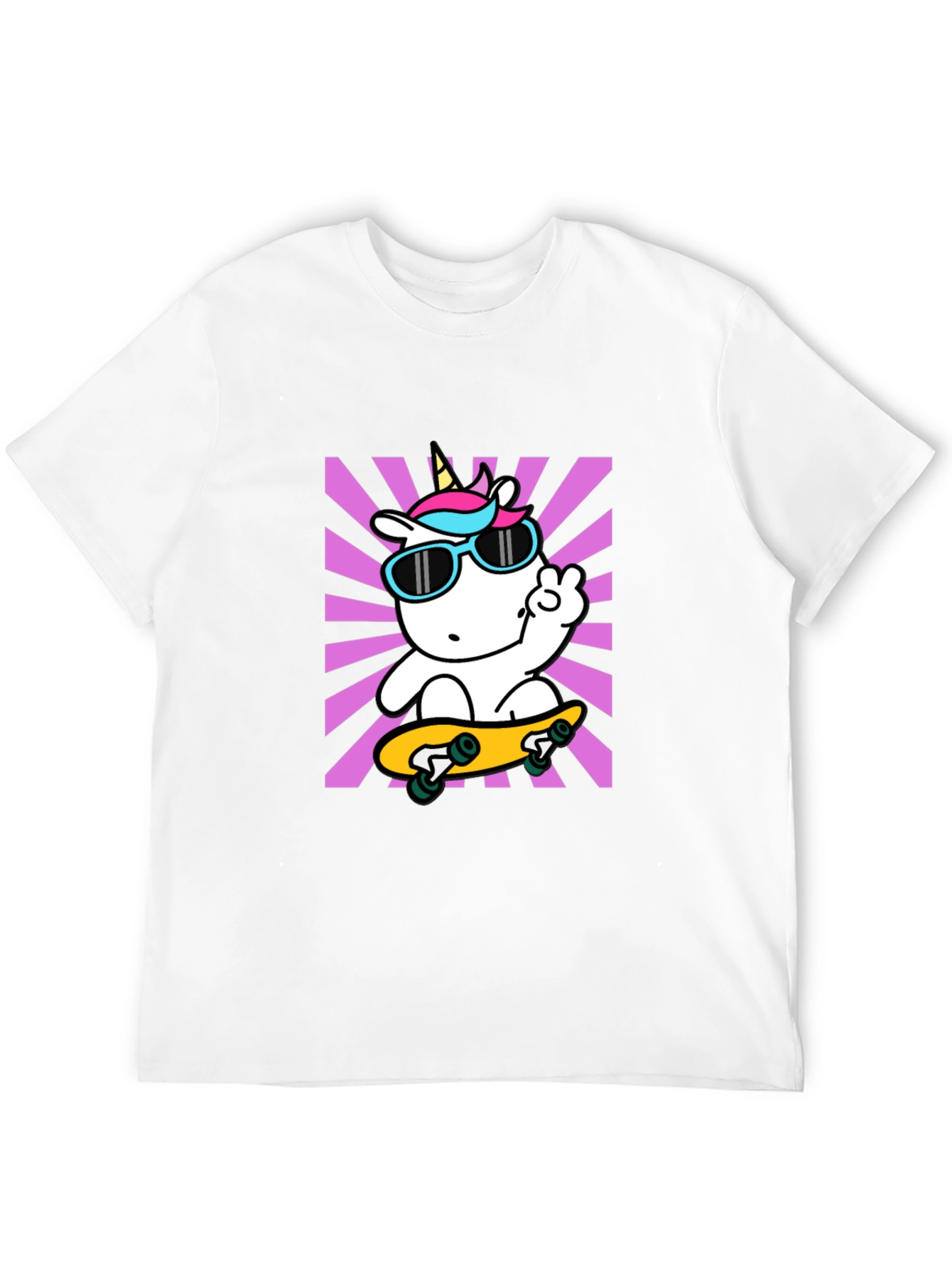 Black Cool Unicorn Skateboard T-Shirt view 12