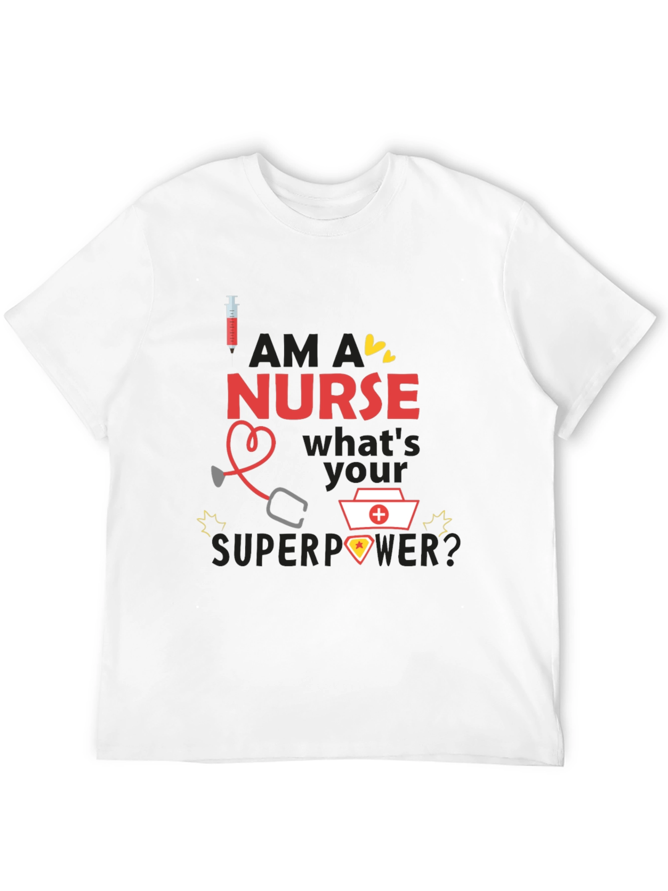 Black Nurse Superpower T-Shirt - Black, Novelty Graphic Tee view 12