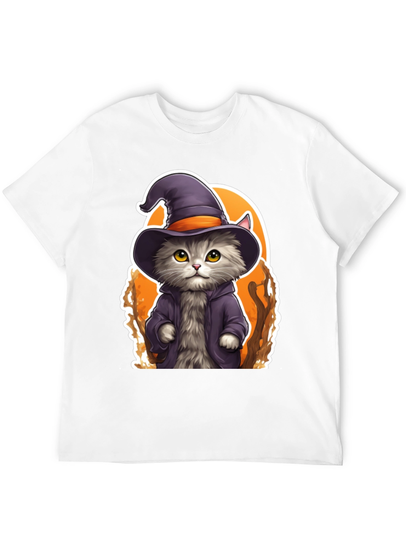 Black Wizard Cat Graphic Tee - Spooky Season Shirt view 12