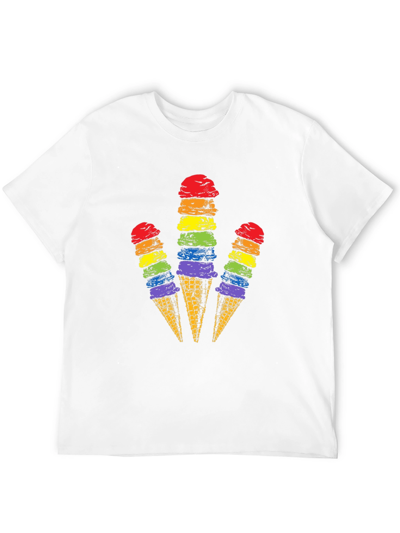 Black Rainbow Ice Cream Cone Graphic Tee view 12