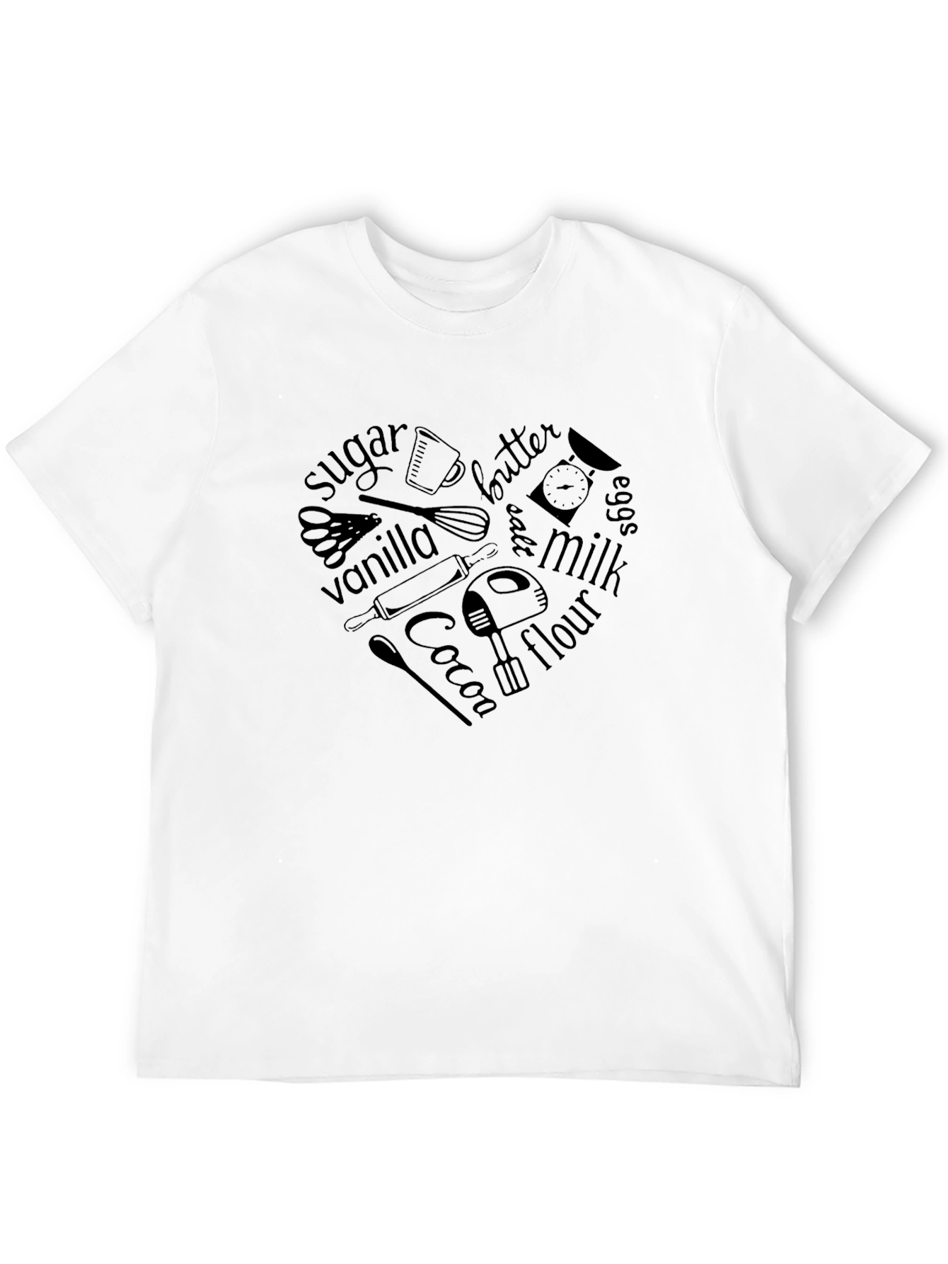 Black Baking Lover Heart Graphic T-Shirt - Unisex view 12