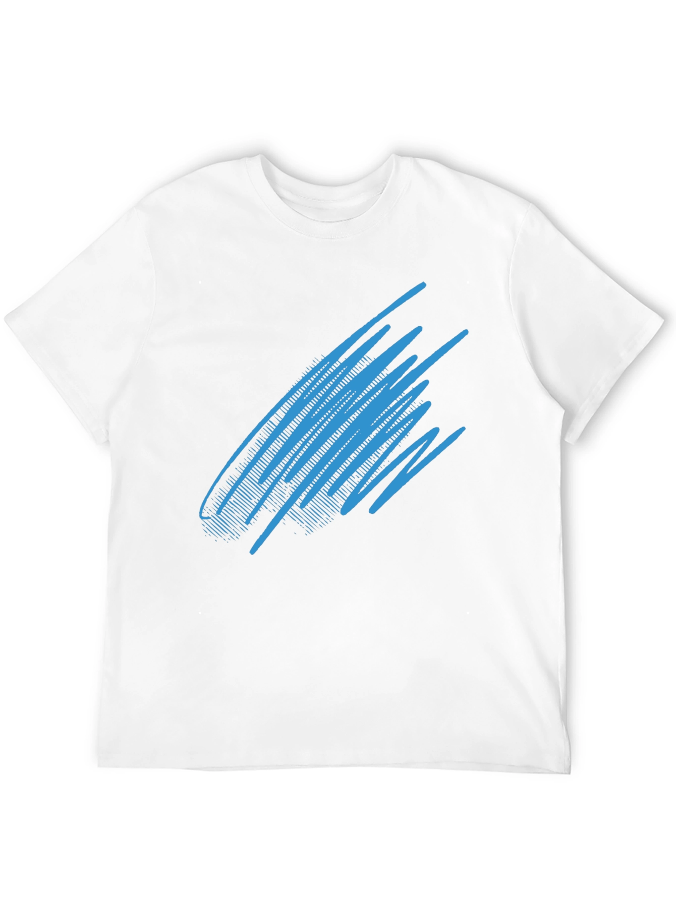 Black Abstract Blue Line Graphic Black T-Shirt view 12