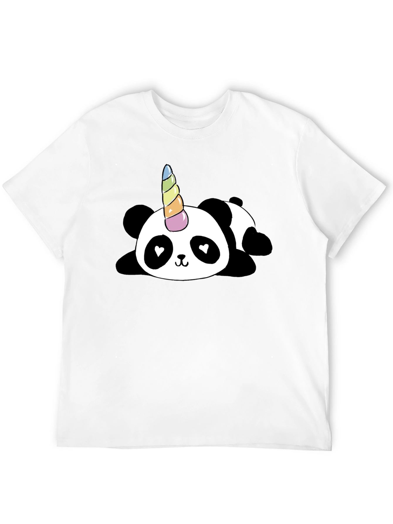 Black Cute Panda Unicorn Graphic T-Shirt - Black view 12