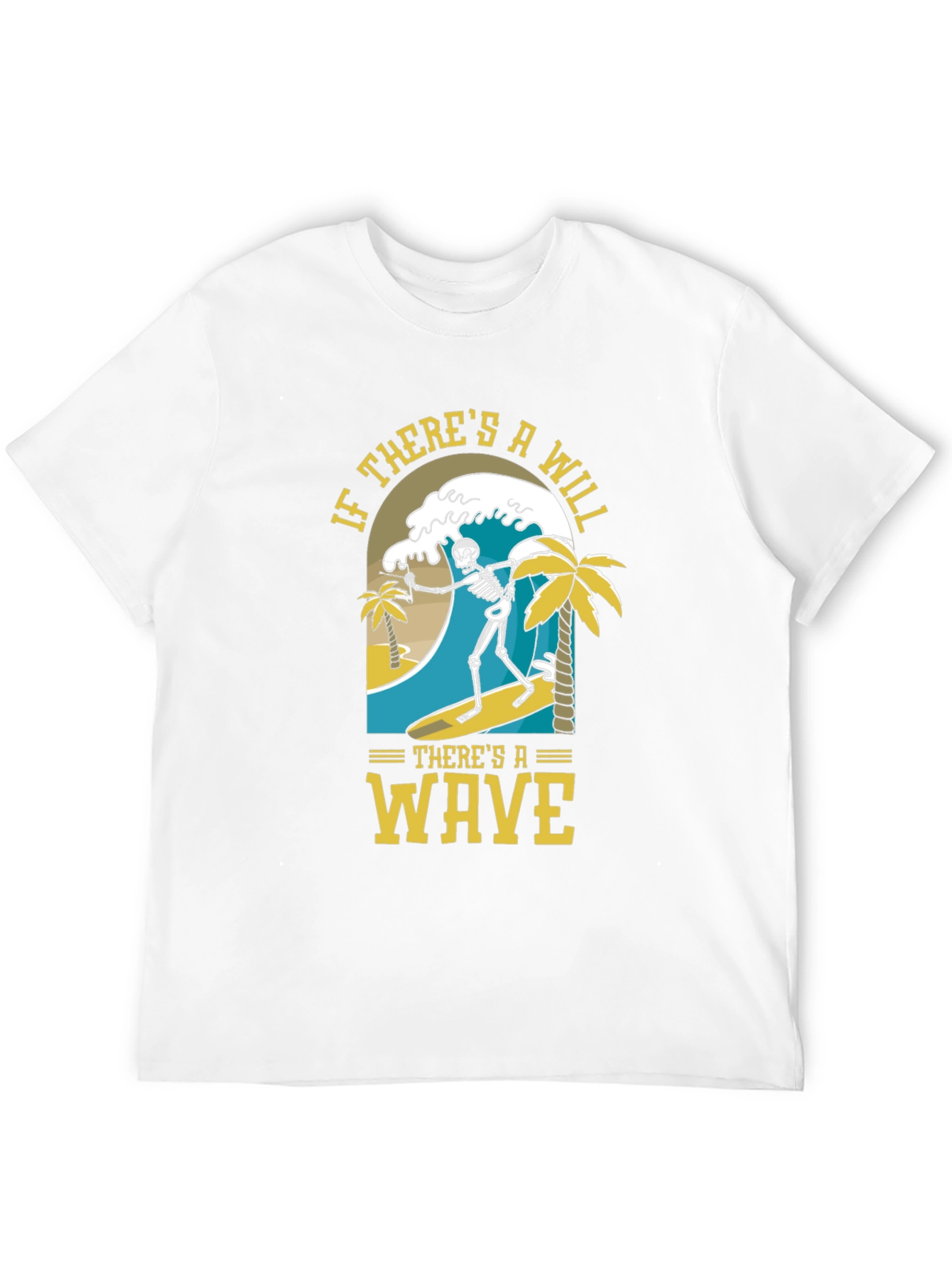 Black Surfing Skeleton Graphic Tee - "If There's A Will, There's A Wave" view 12