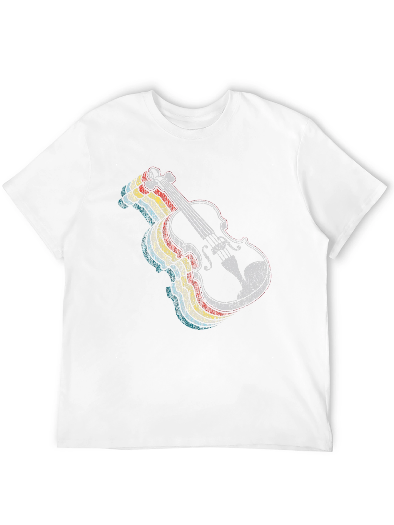 Black Retro Violin Graphic Tee - Music Lover's Black T-Shirt view 12