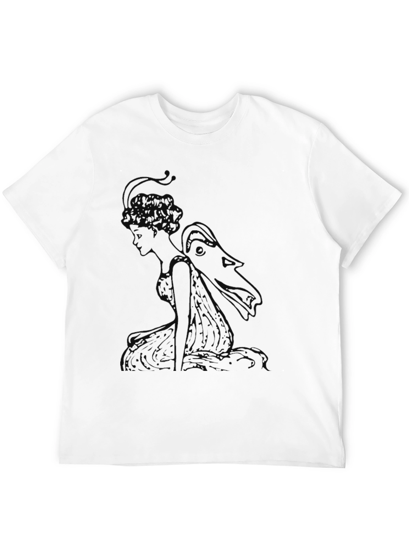 Black Elegant Black T-Shirt with Fairy Graphic view 12