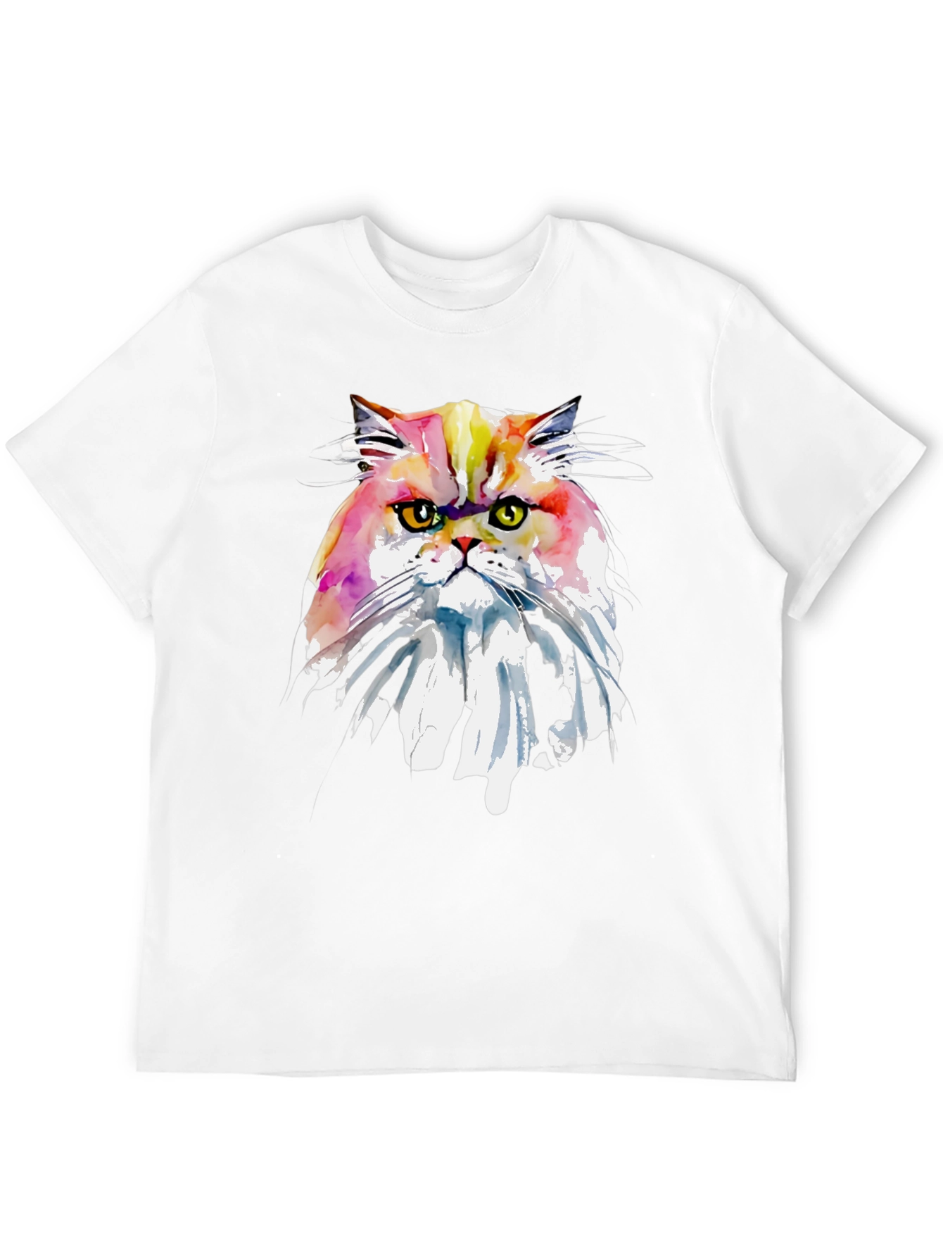 Black Watercolor Cat Graphic Tee - Unique Art T-Shirt view 12