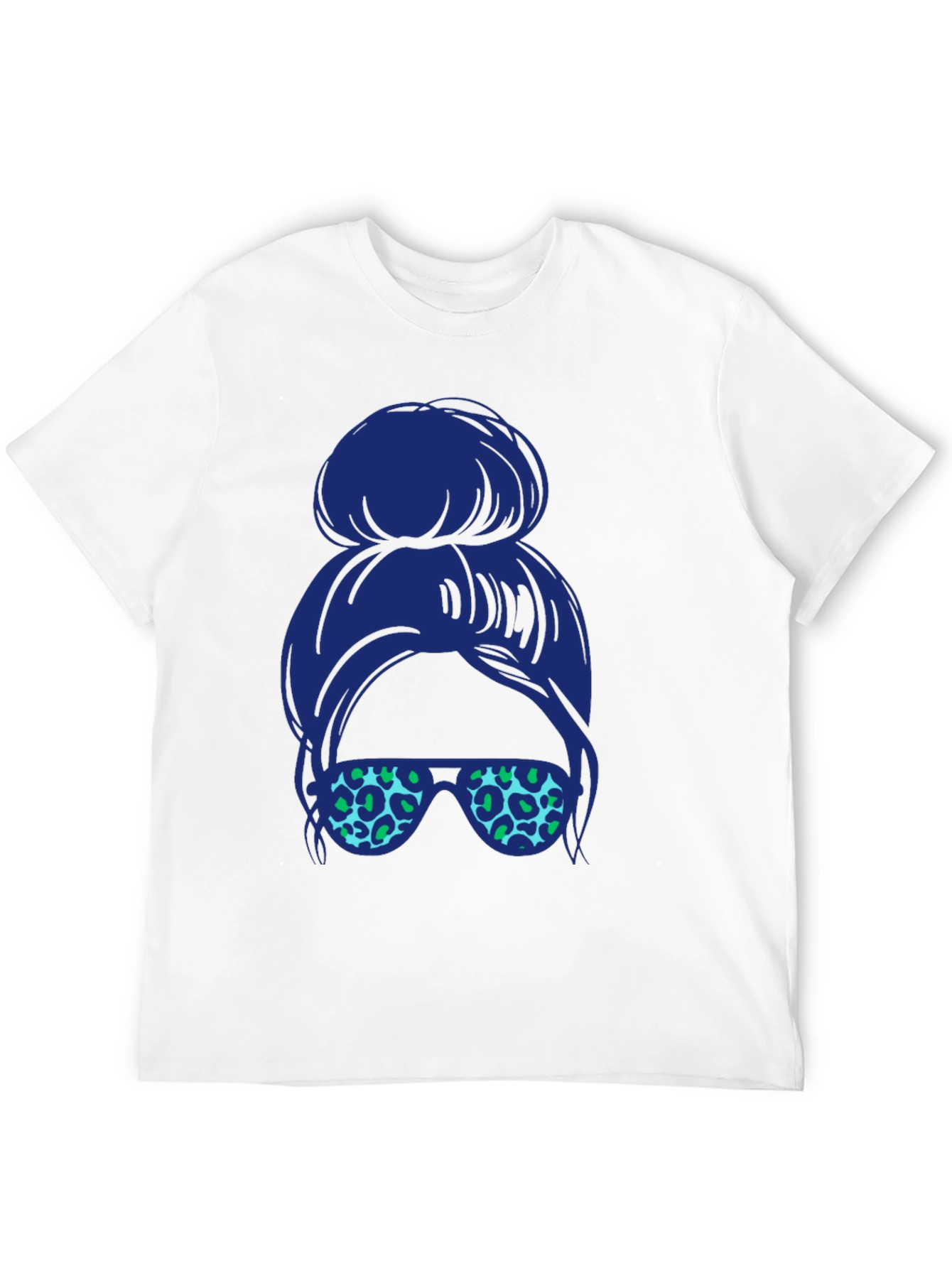 Black Messy Bun Leopard Sunglasses Tee view 12