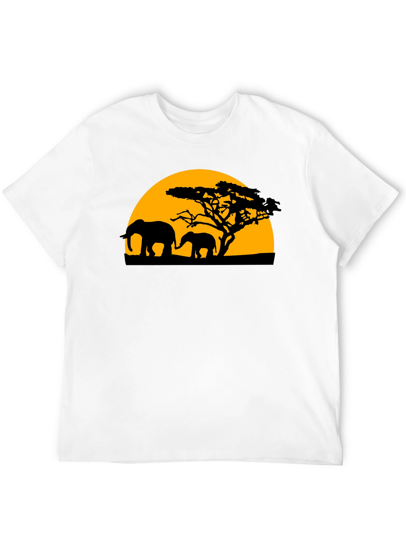 Black Elephant Sunset Graphic Tee - Black Cotton T-Shirt view 12