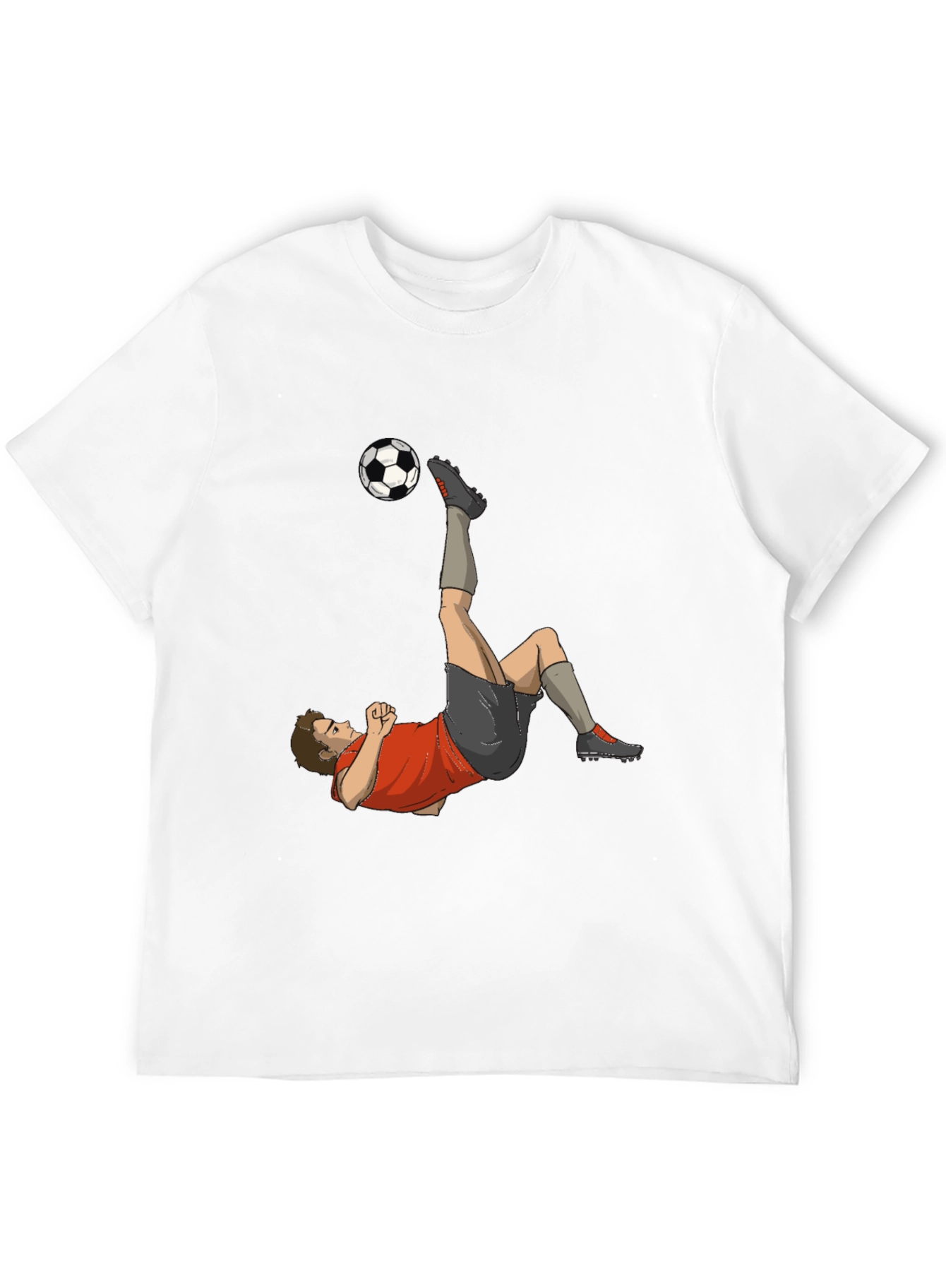 Black Soccer Player Kick Graphic Tee - Black Casual T-Shirt view 12
