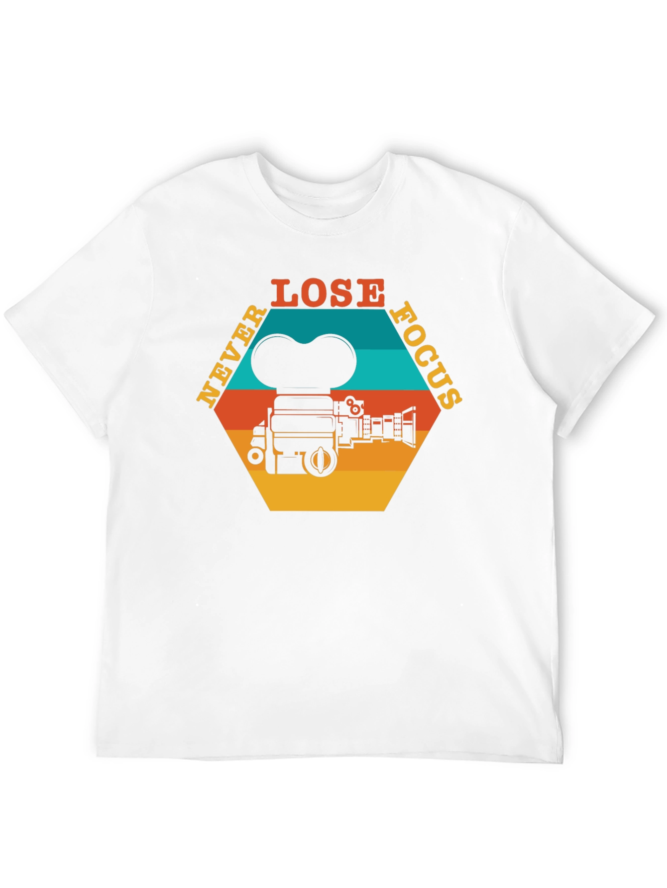 Black Never Lose Focus T-Shirt - Retro Camera Design view 12