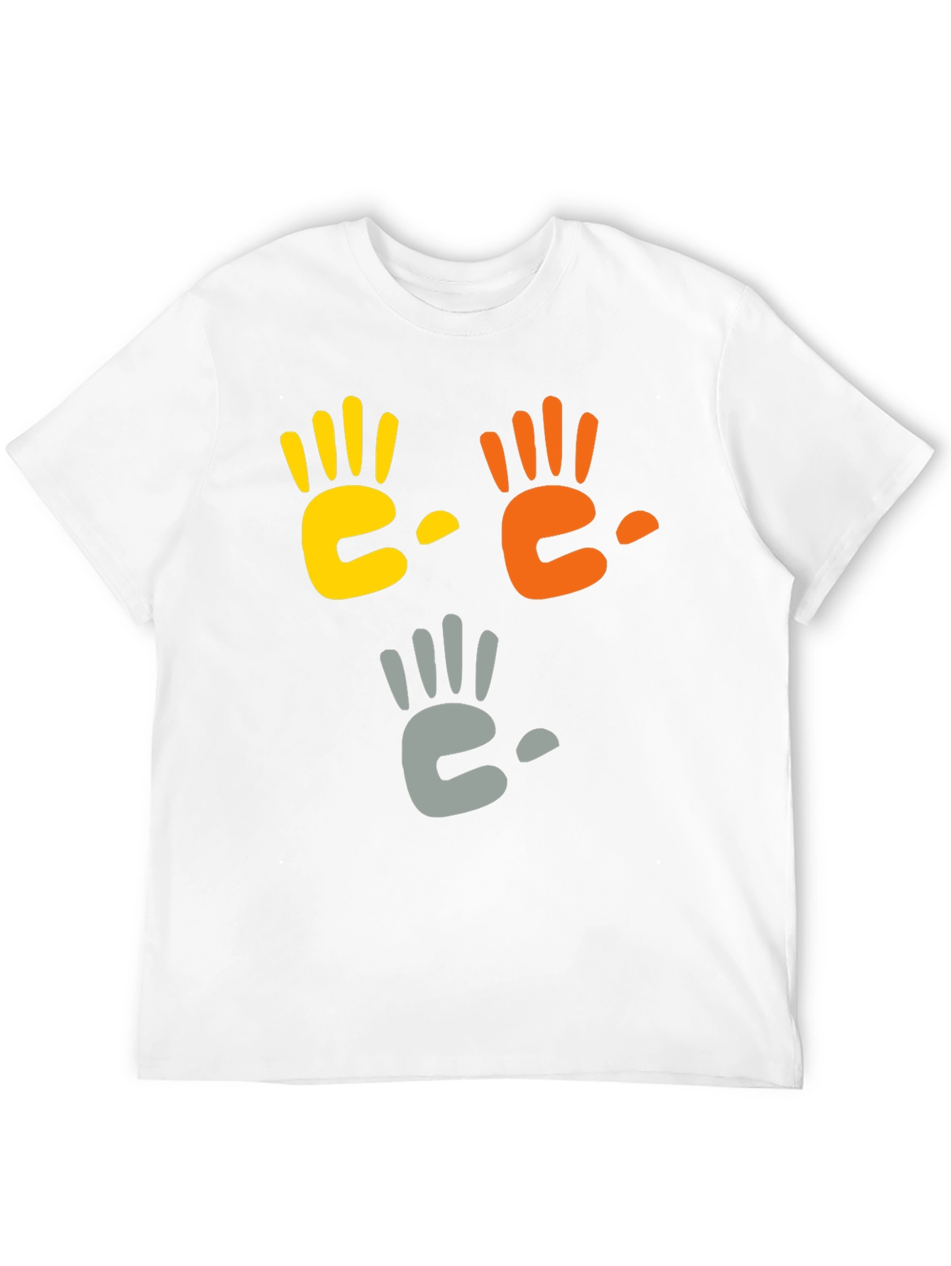 Black Colorful Handprint Graphic Black T-Shirt view 12