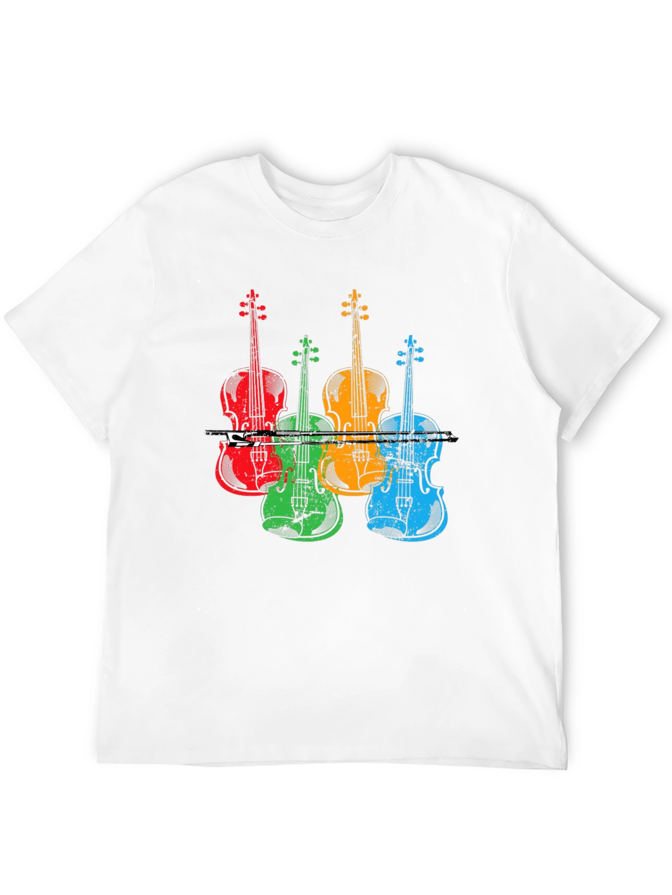 Black Colorful Violin Music T-Shirt view 12