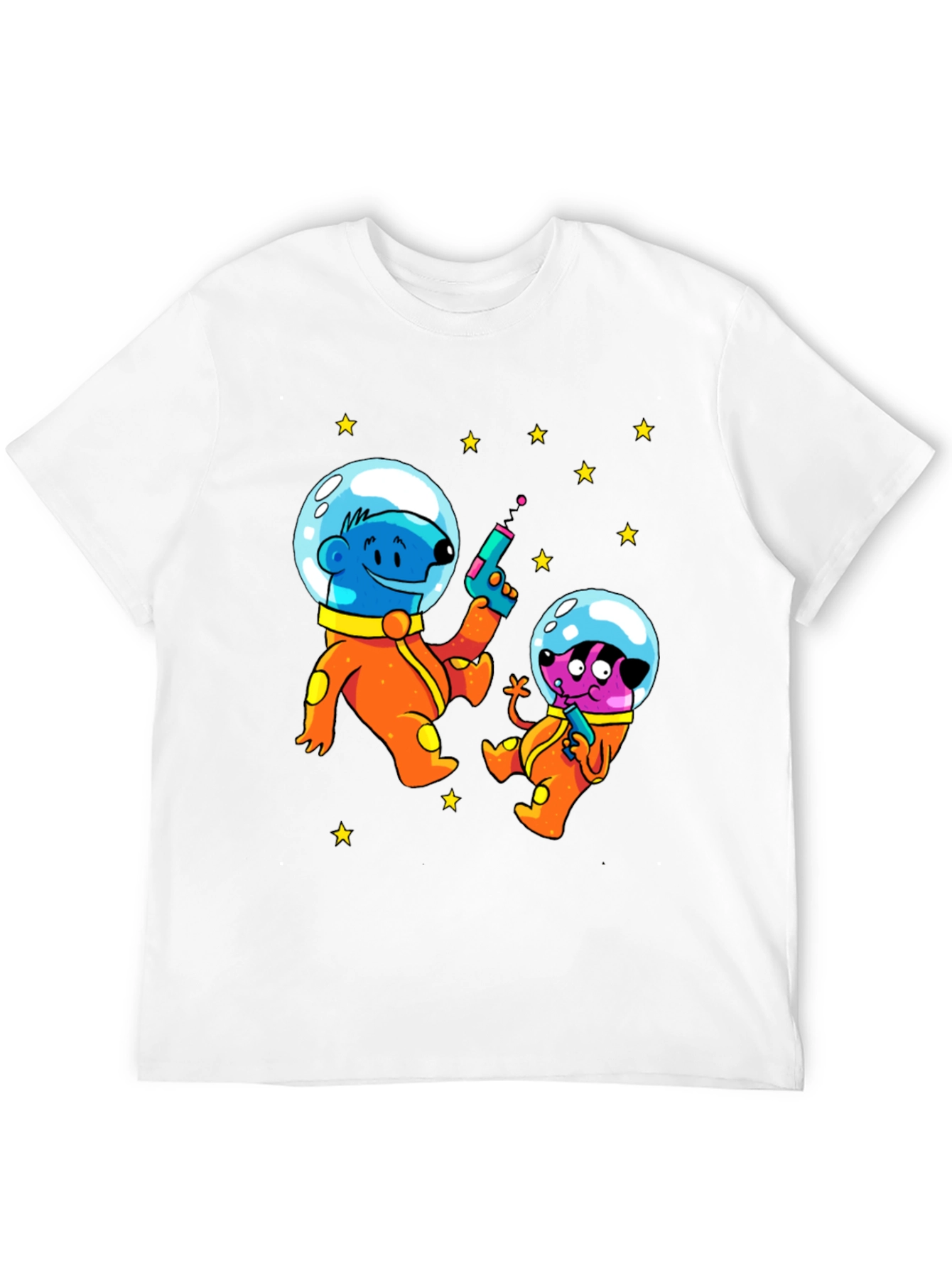Black Cartoon Astronauts Black T-Shirt view 12