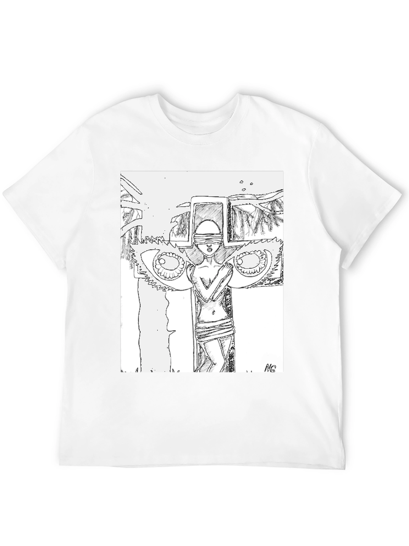 Black Abstract Graphic Print Black Tee view 12