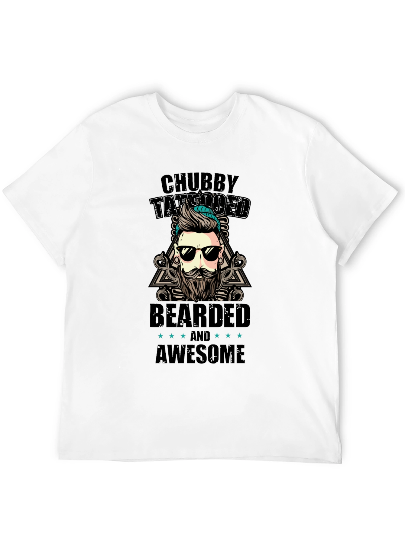 Black Chubby Tattooed Bearded Awesome Black T-Shirt view 12