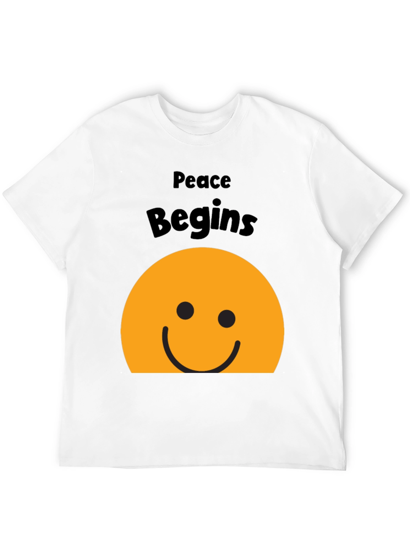 Black Peace Begins Smiley Face T-Shirt - Black view 12