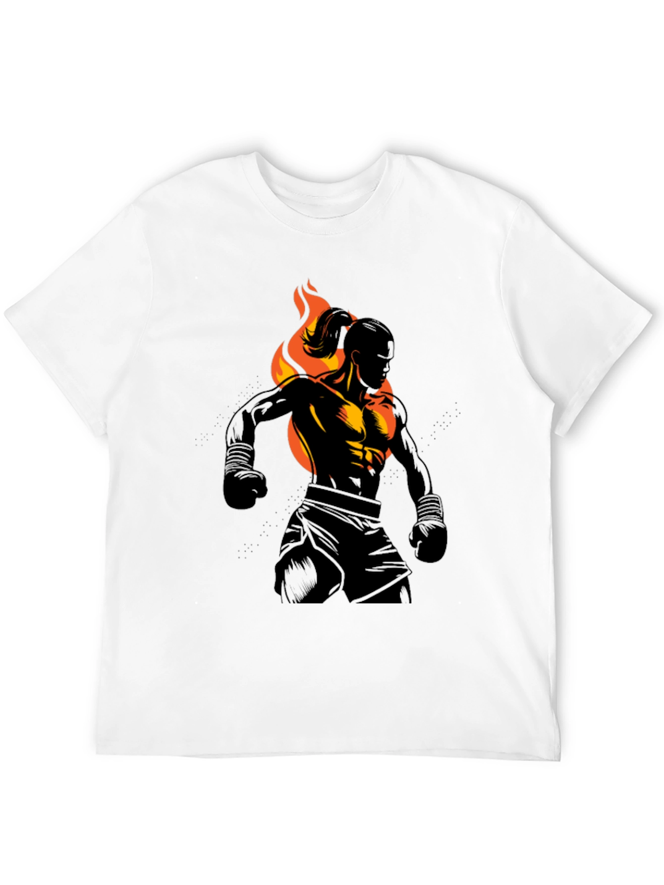 Black Flaming Fighter Graphic Tee view 12