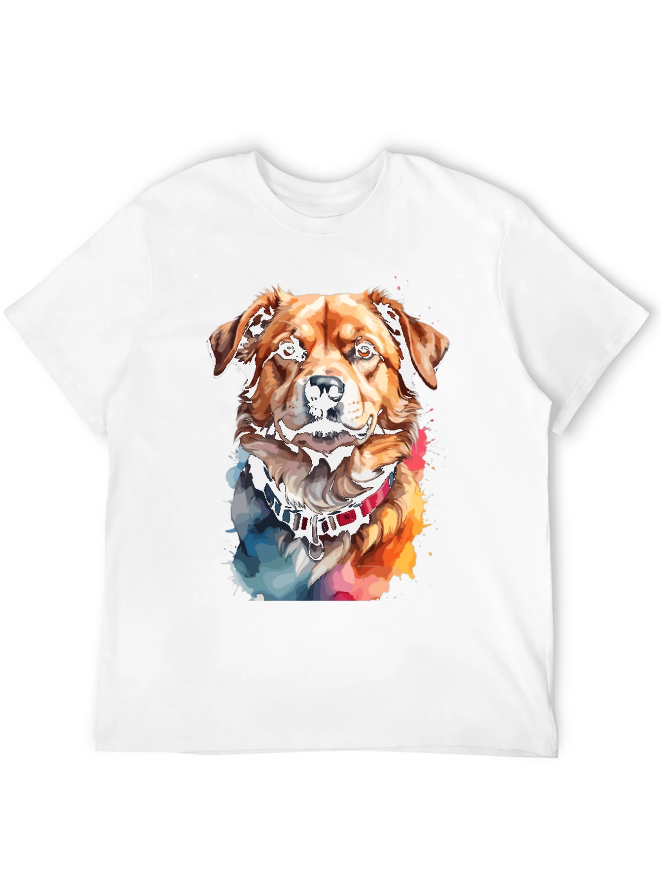 Black Watercolor Dog Print Black T-Shirt view 12