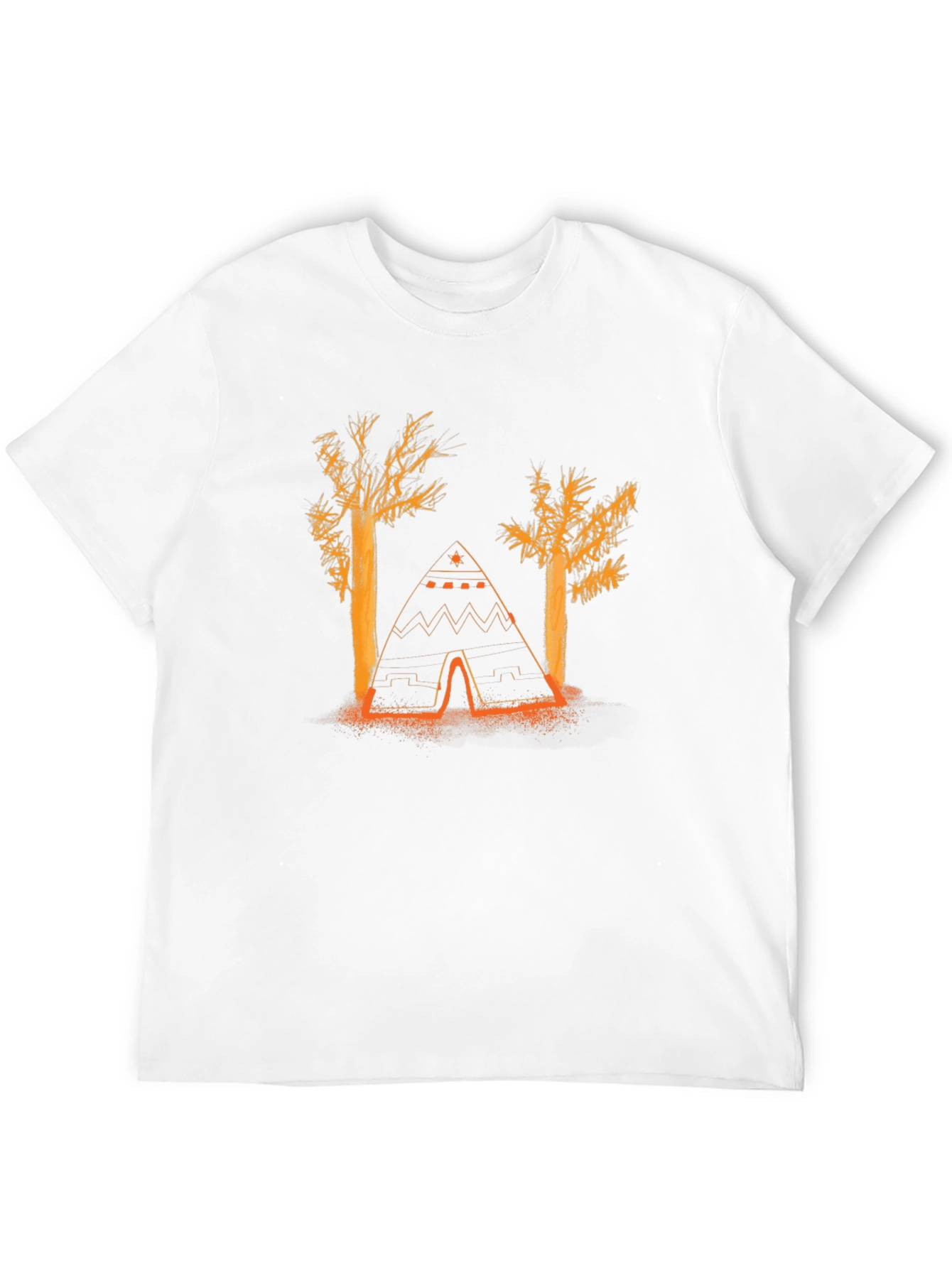 Black Nature Tee: Tent and Trees Graphic T-Shirt view 12