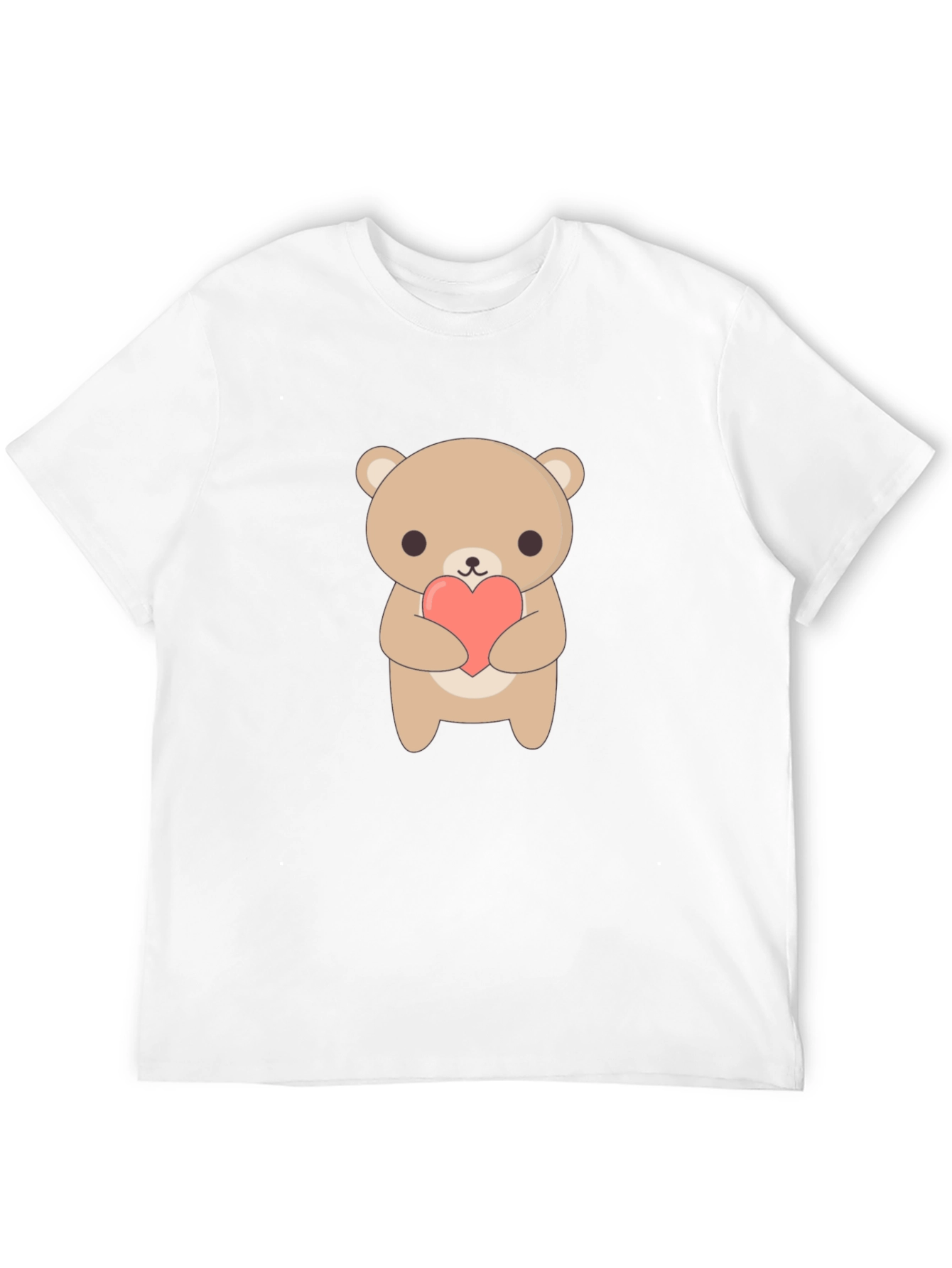 Black Cute Bear Holding Heart Black T-Shirt view 12