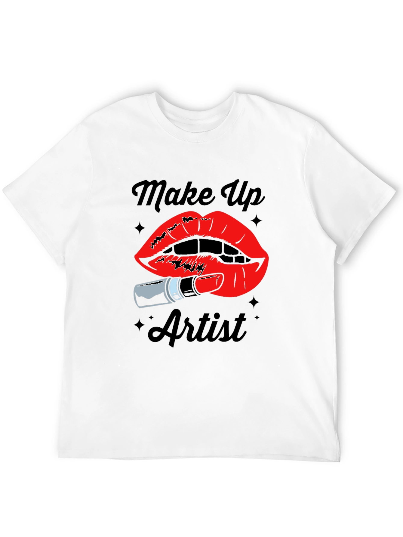 Black Makeup Artist T-Shirt - Lipstick & Lips Design view 12