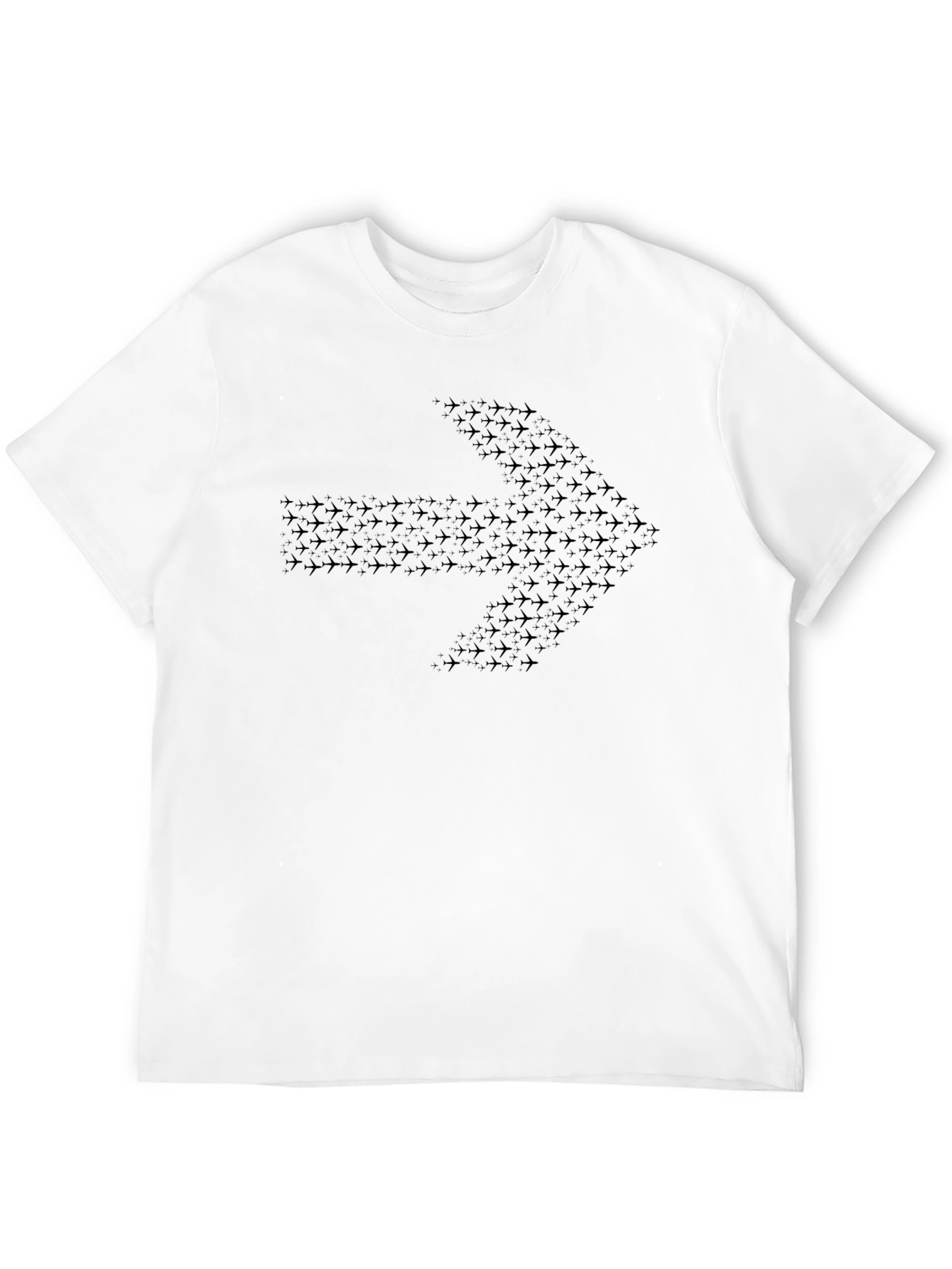 Black Airplane Arrow Graphic T-Shirt - Black Crew Neck Tee view 12