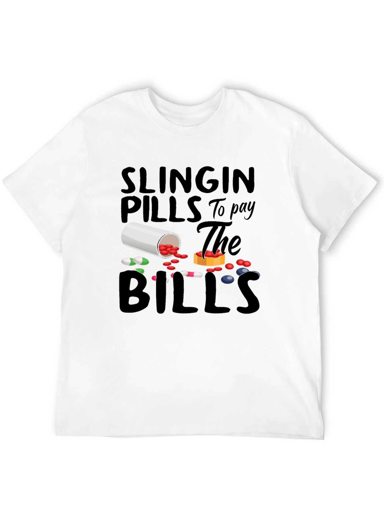 Black Slingin' Pills Graphic Tee - Funny Pharmacy T-Shirt view 12