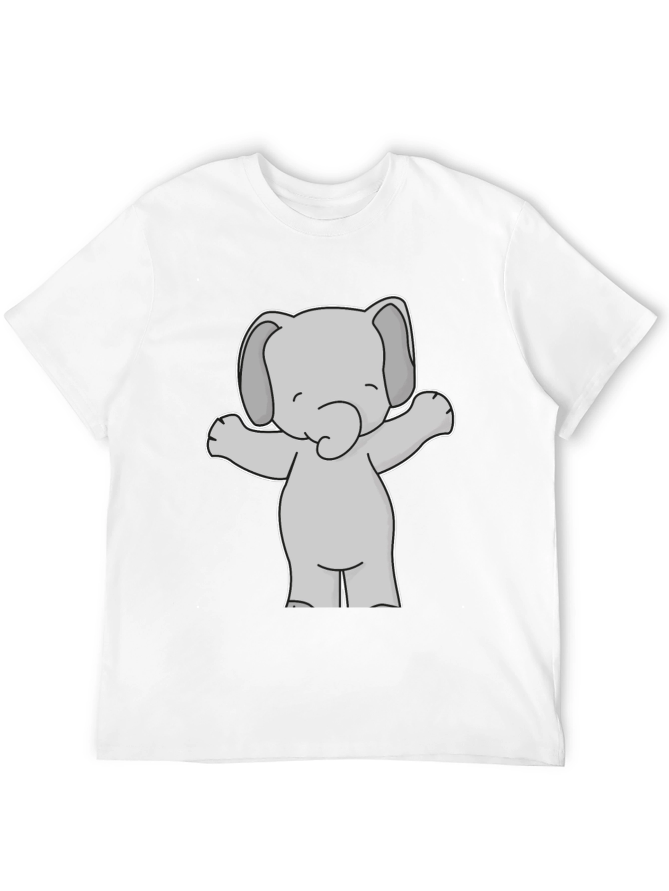 Black Cute Elephant Graphic Tee - Black Cotton T-Shirt view 12