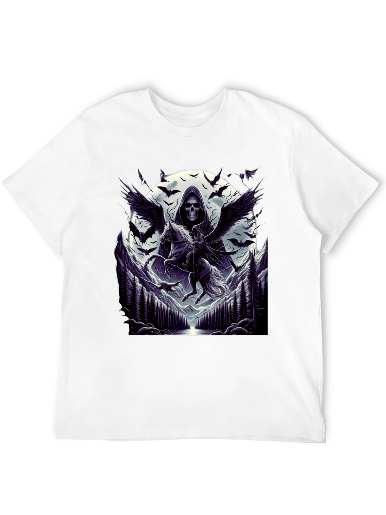Black Grim Reaper Pegasus T-Shirt - Dark Fantasy Tee view 12