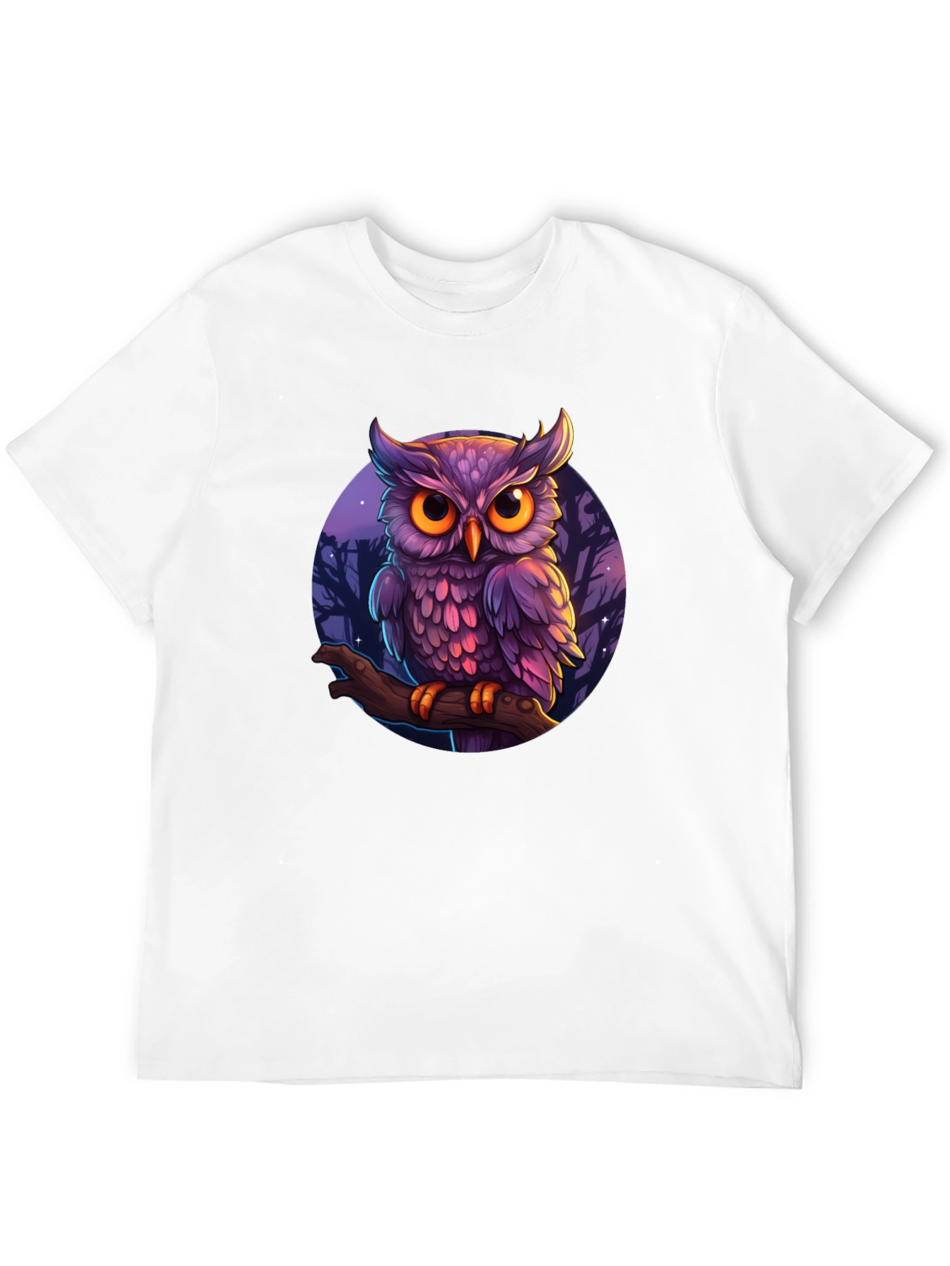Black Mystic Owl Graphic Tee - Black Cotton T-Shirt view 12