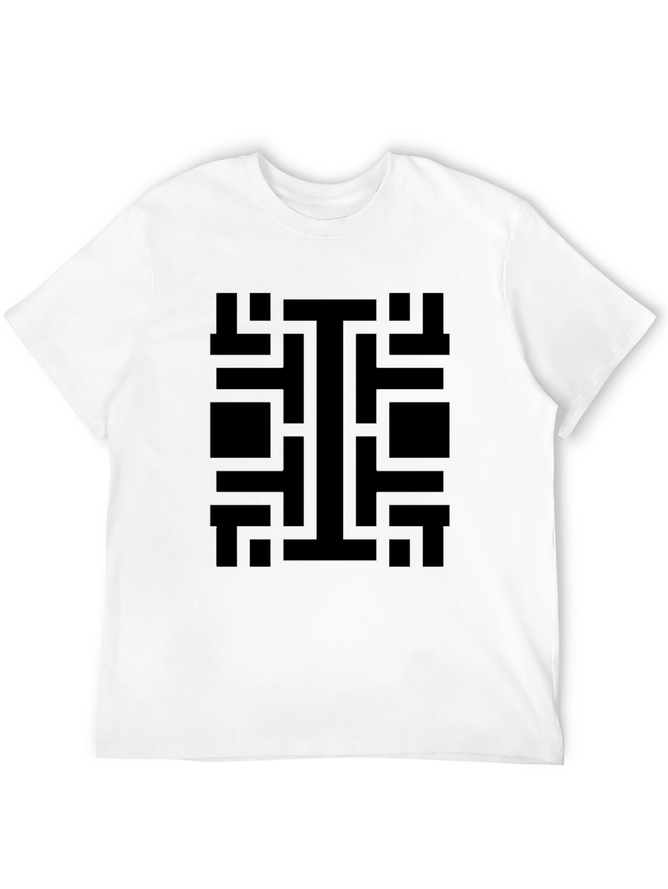 Black Geometric Pattern Black T-Shirt view 12