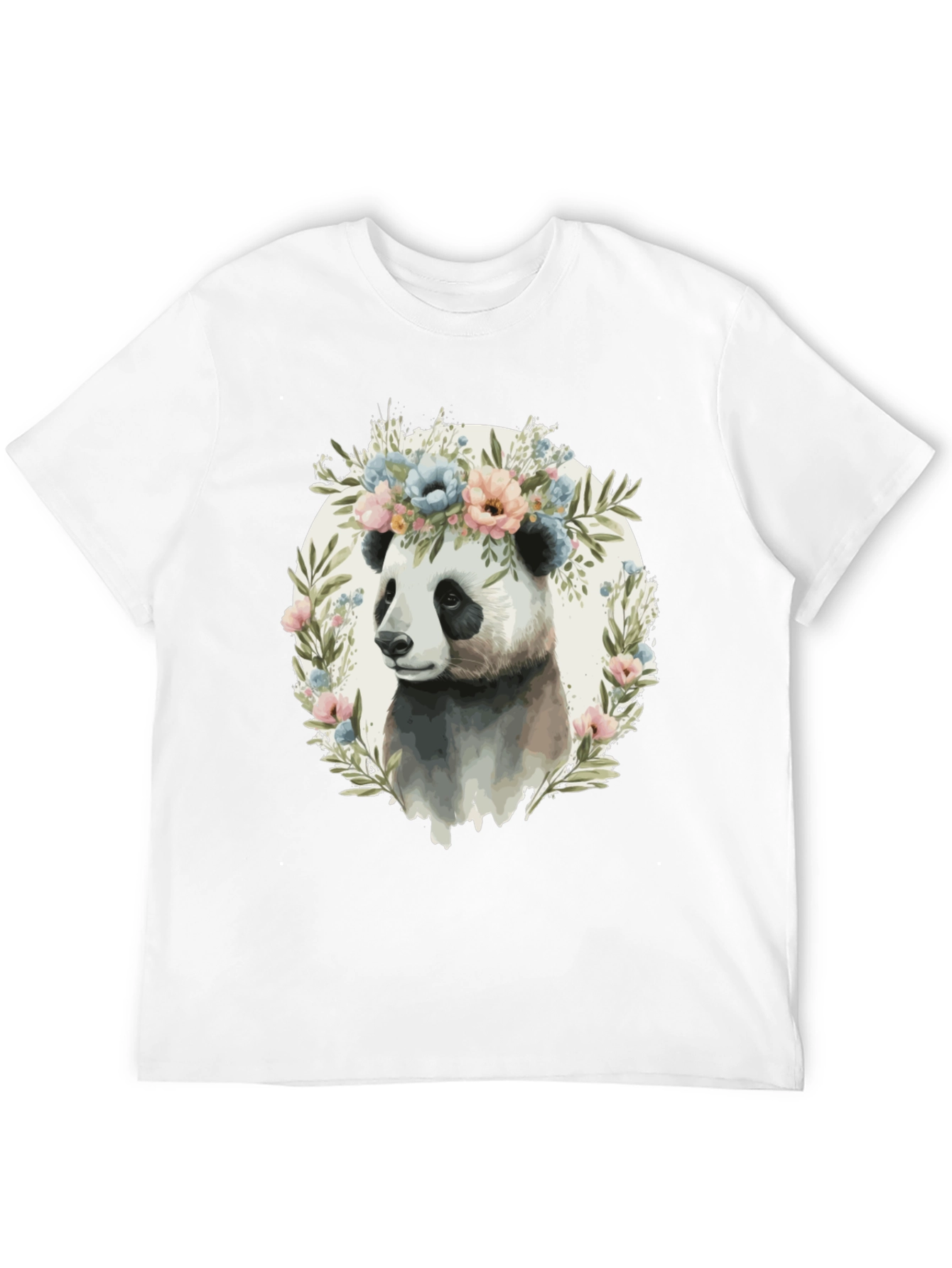 Black Panda Floral Wreath Graphic Tee - Unique Animal Lover Shirt view 12